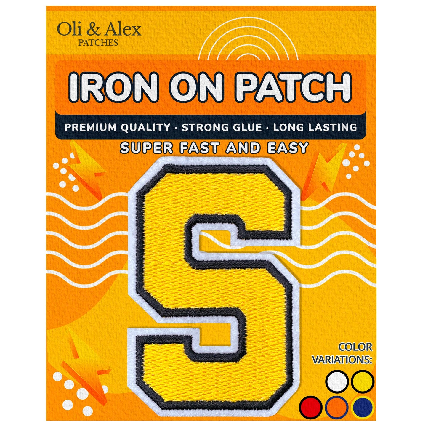 Iron on Letters Patches - Letter Patch for Clothing - Embroidered Patches for Clothes - Embroidery Appliques Team School University - Sew on Appliques 3.26 inch – Yellow, O BST220