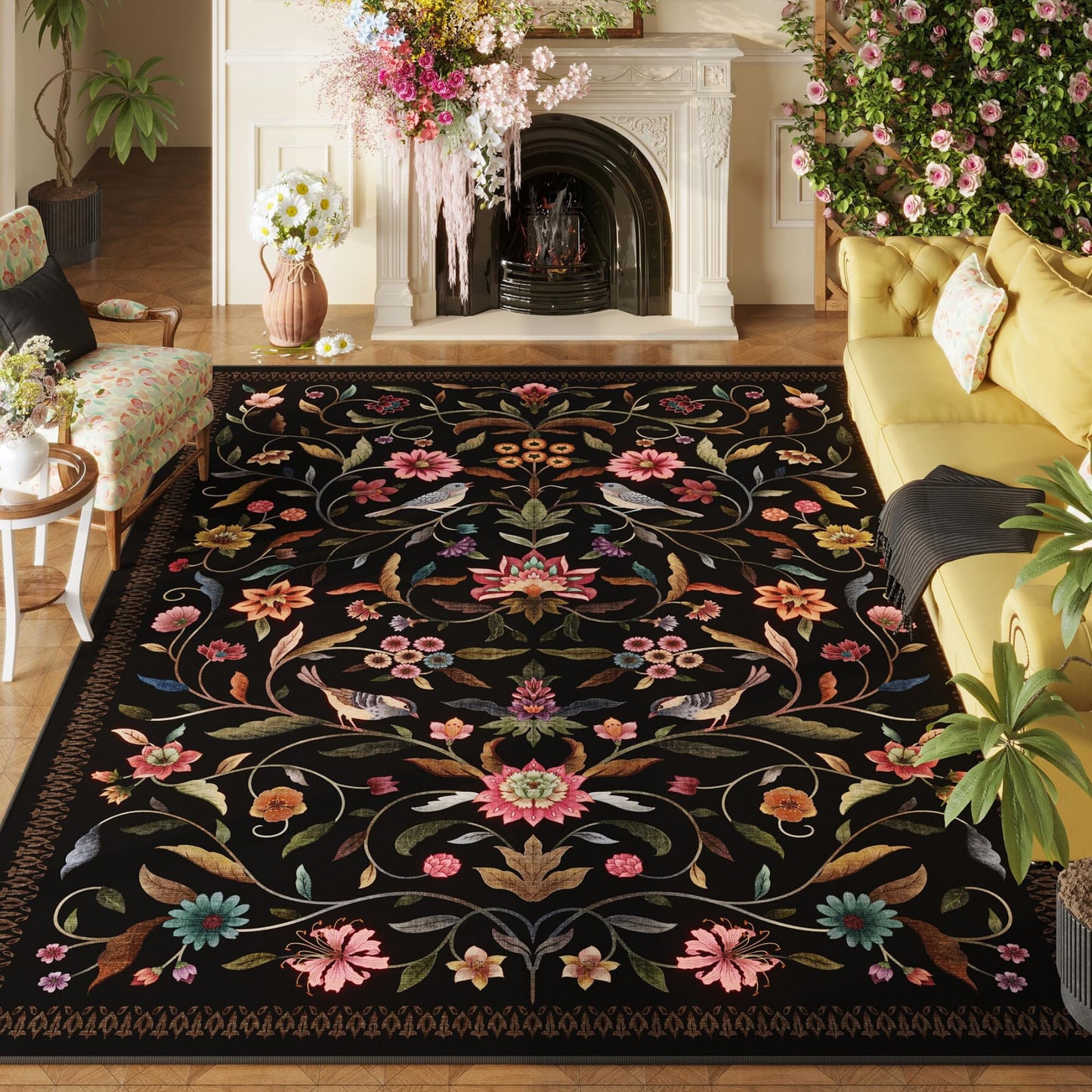 Vintage Medallion Floral Kitchen Runner 2x6, Machine Washable Rug, Soft Low Pile, Non-Slip Carpet for Hallways, Laundry, Bedroom, Bathroom, Entryway | Pink BST220