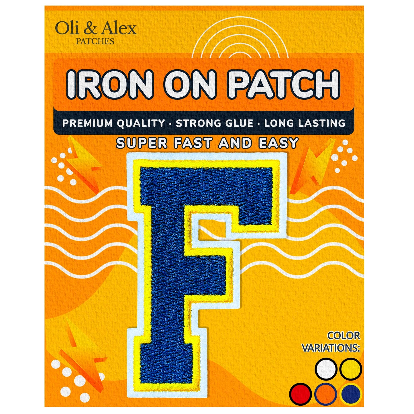 Iron on Letters Patches - Letter Patch for Clothing - Embroidered Patches for Clothes - Embroidery Appliques Team School University - Sew on Appliques 3.26 inch – Yellow, O BST220