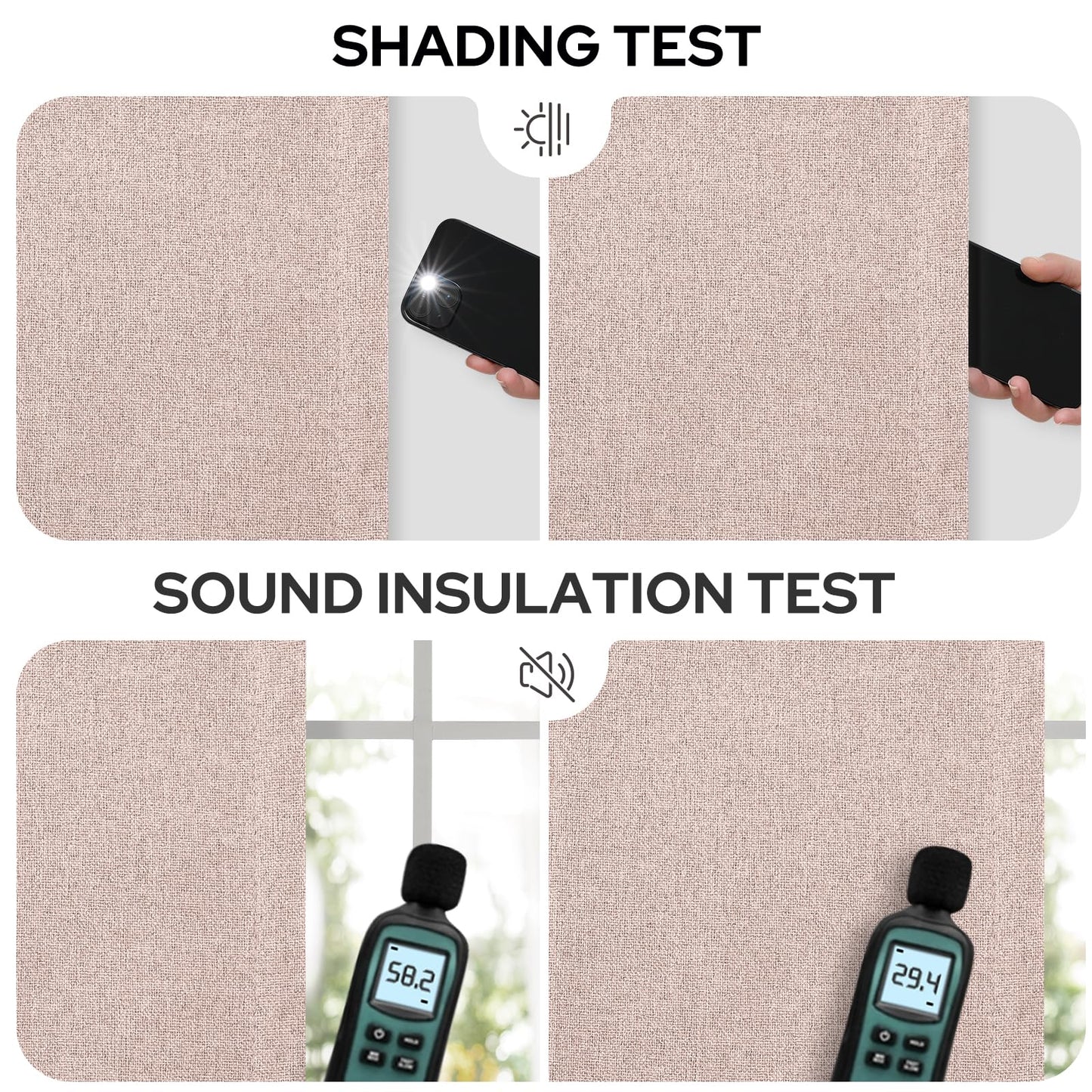 HOMEIDEAS 100% Ivory Cream Linen Blackout Curtains for Bedroom, 52 x 96 Inch Length 2 Panels Faux Linen Thermal Insulated Black Out Grommet Window Drapes for Living Room BST202