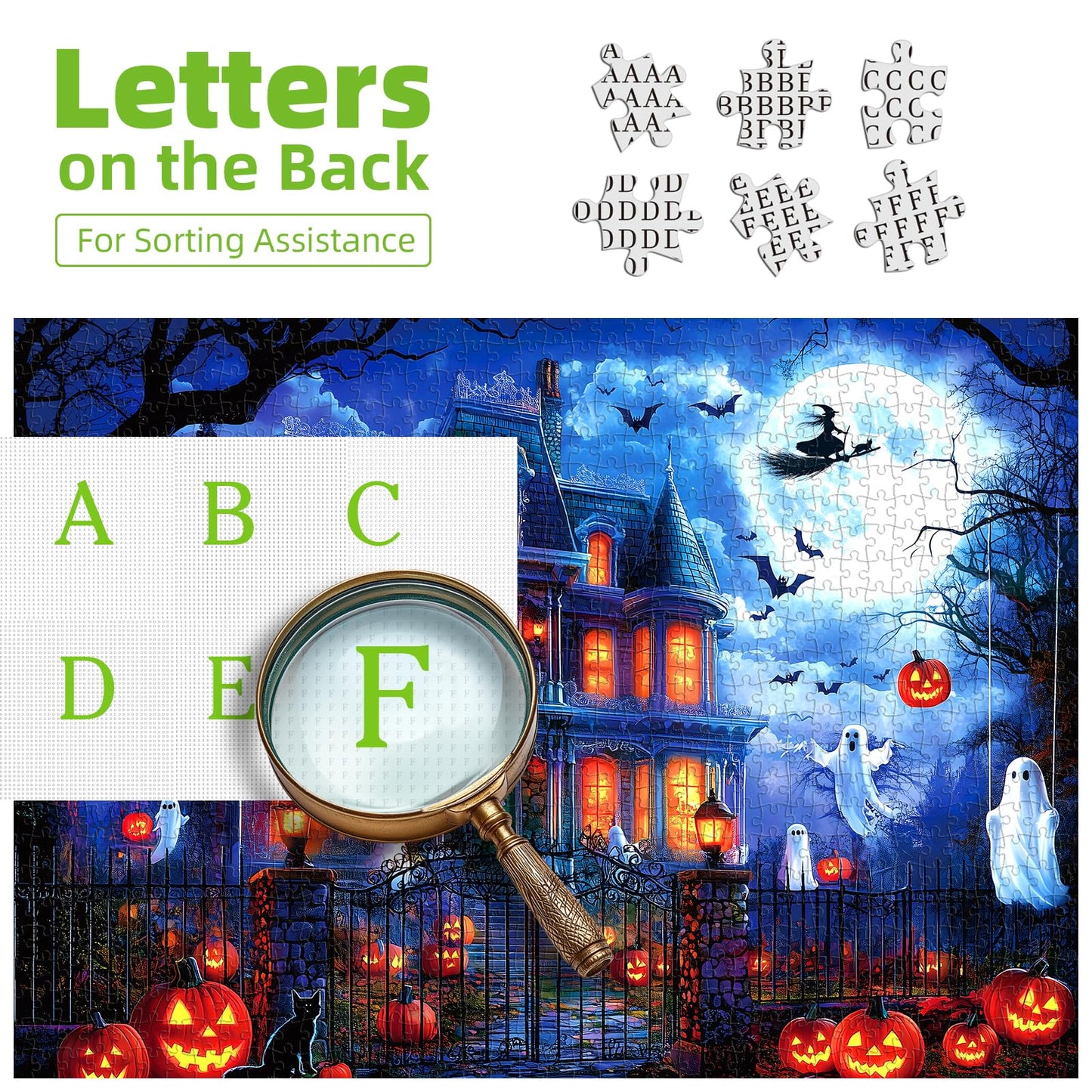 Halloween Puzzle 1000 Pieces for Adults Spooky Scarecrow Farm | Jigsaw Puzzles 1000 Pieces Autumn Horror Spooky with Pumpkin & Ghost Truck for Party Game Night, Dust-Free, 27.5"x19.7" WN420