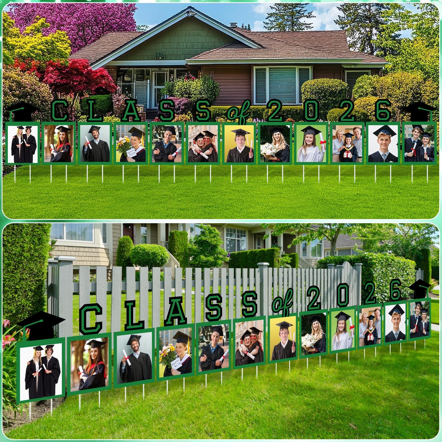 12 Pcs Graduation Photo Yard Sign Decorations 2026, K-12 Grade Graduation School Picture Frame Lawn Sign with Stakes for Kindergarten Middle High School Class of 2026 Grad Party Decorations, Red WN420