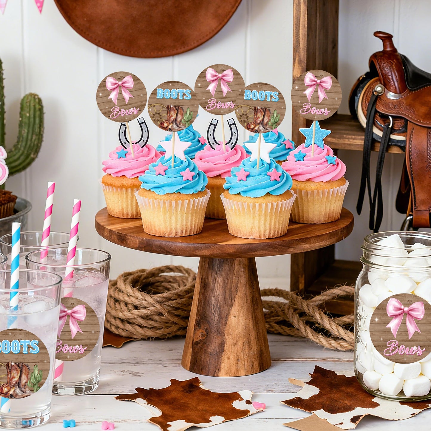 Ice Cream Gender Reveal Stickers - 500Pcs Labels for Baby Shower | 2 Inch, Team Boys or Girls, Pink or Blue Roll Decals, What's the Scoop Gender Reveal Party Decor Voting Game Idea Goodie Bags BST202