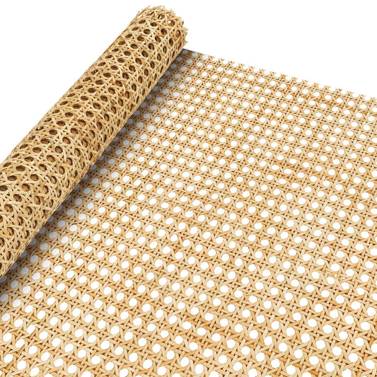 Plastic Rattan Webbing Roll, Handwoven Synthetic Poly Rattan, Faux Cane Mesh-Open Weave, Hexagonal Pattern, for DIY Home Decor Projects incl. Furnitures Chairs Cabinets Beds (16'' x 80'') BST220