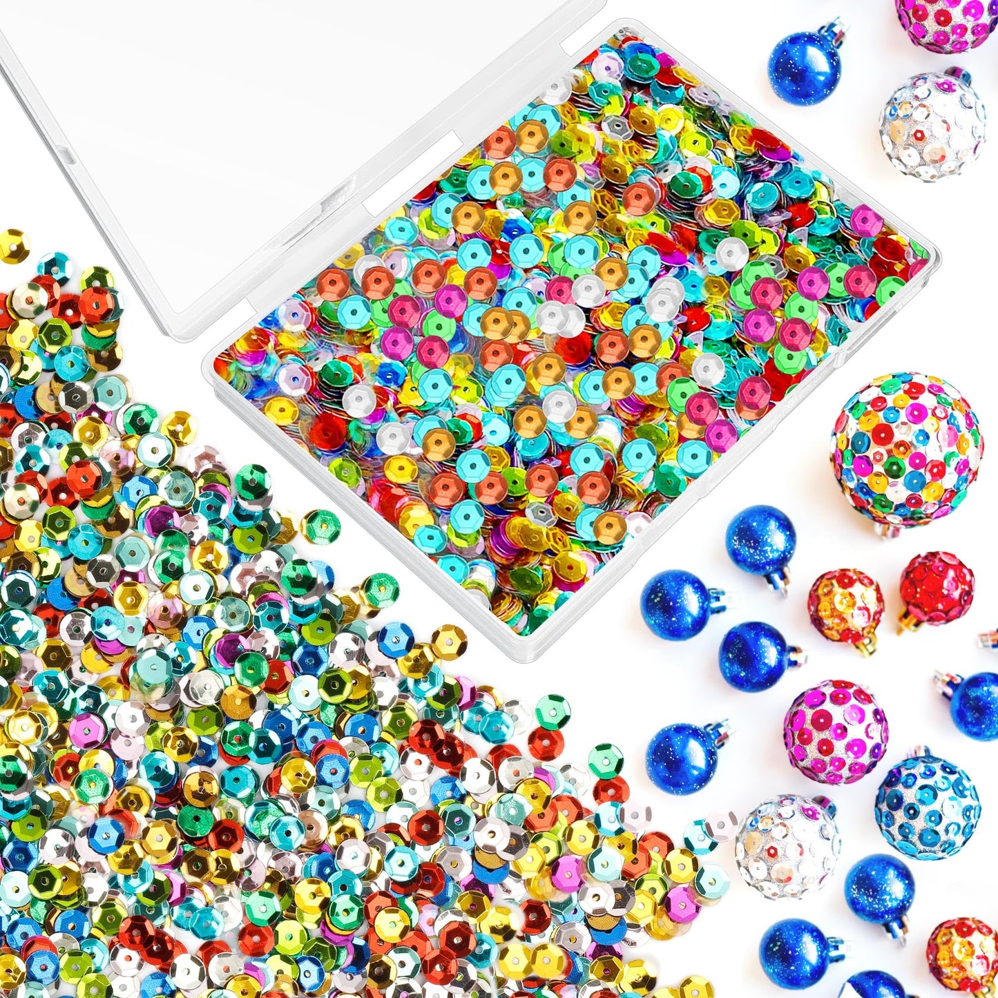 20000 PCS Loose Sequins Bulk Rainbow Cup Sequins 6MM Mixed Round Embroidery Sequin with Box Iridescent Sequin Spangles for Crafts Christmas Ball Wedding DIY Arts Sewing Dress Decoration BST220