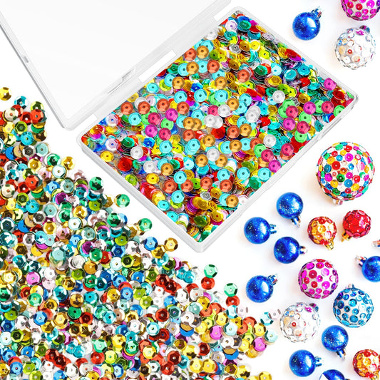 20000 PCS Loose Sequins Bulk Rainbow Cup Sequins 6MM Mixed Round Embroidery Sequin with Box Iridescent Sequin Spangles for Crafts Christmas Ball Wedding DIY Arts Sewing Dress Decoration BST220