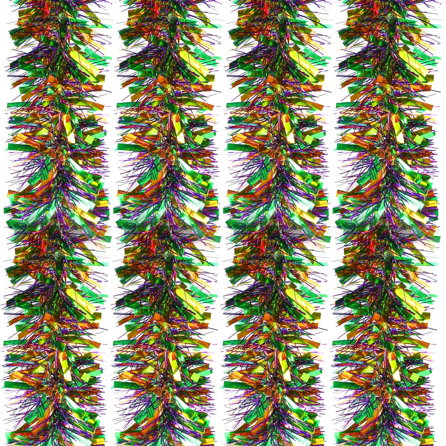 CCINEE 32.8FT Mardi Gras Tinsel Garland, Metallic Festooning Twist Glitter Shiny Hanging Fringe for Party Decorations - Gold/Green/Purple BST220