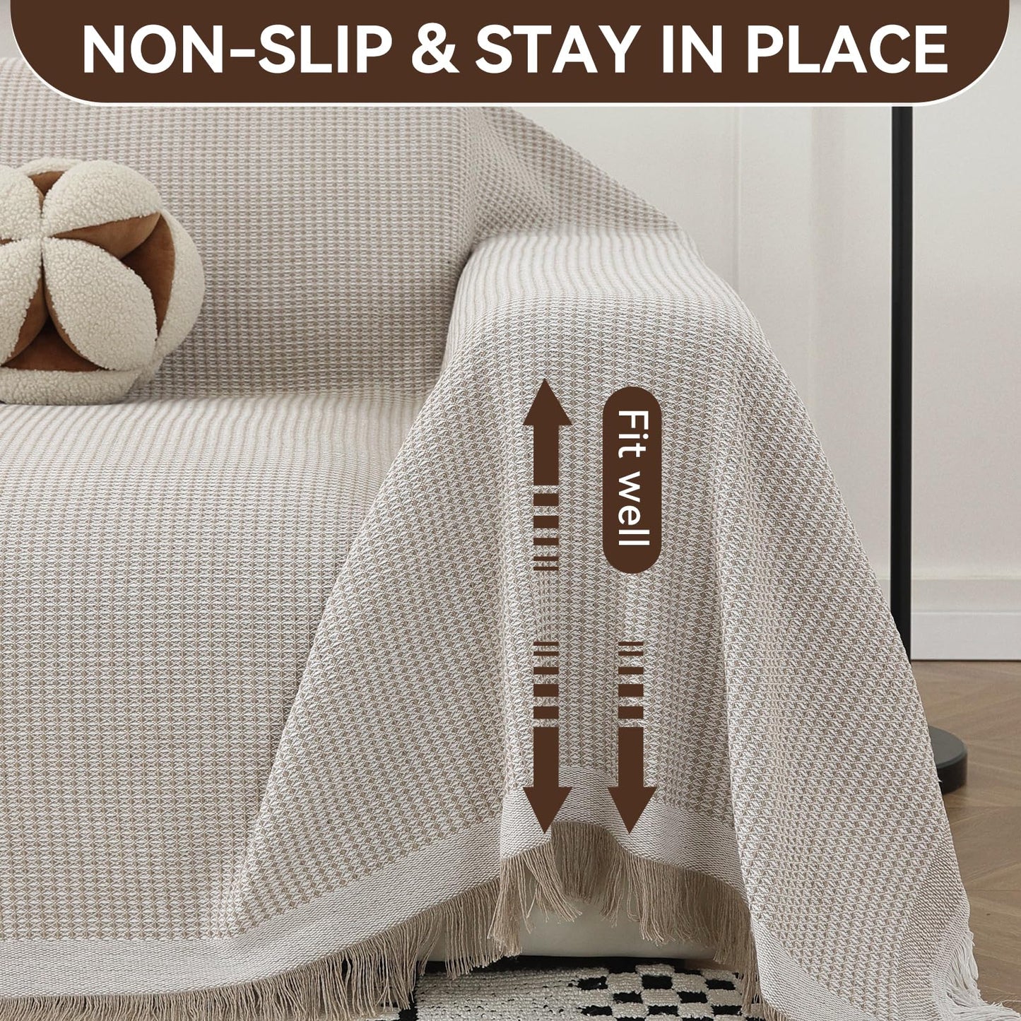 YDKGL Couch Covers Sofa Covers for Sectional Sofa 3 Cushion Sofa Pet Friendly, L Shaped Couch Cover Blanket Washable Non Slip Furniture Protector, Soft Sofa Slipcover for Kids Dogs, Dark Grey 91"x134" BST220