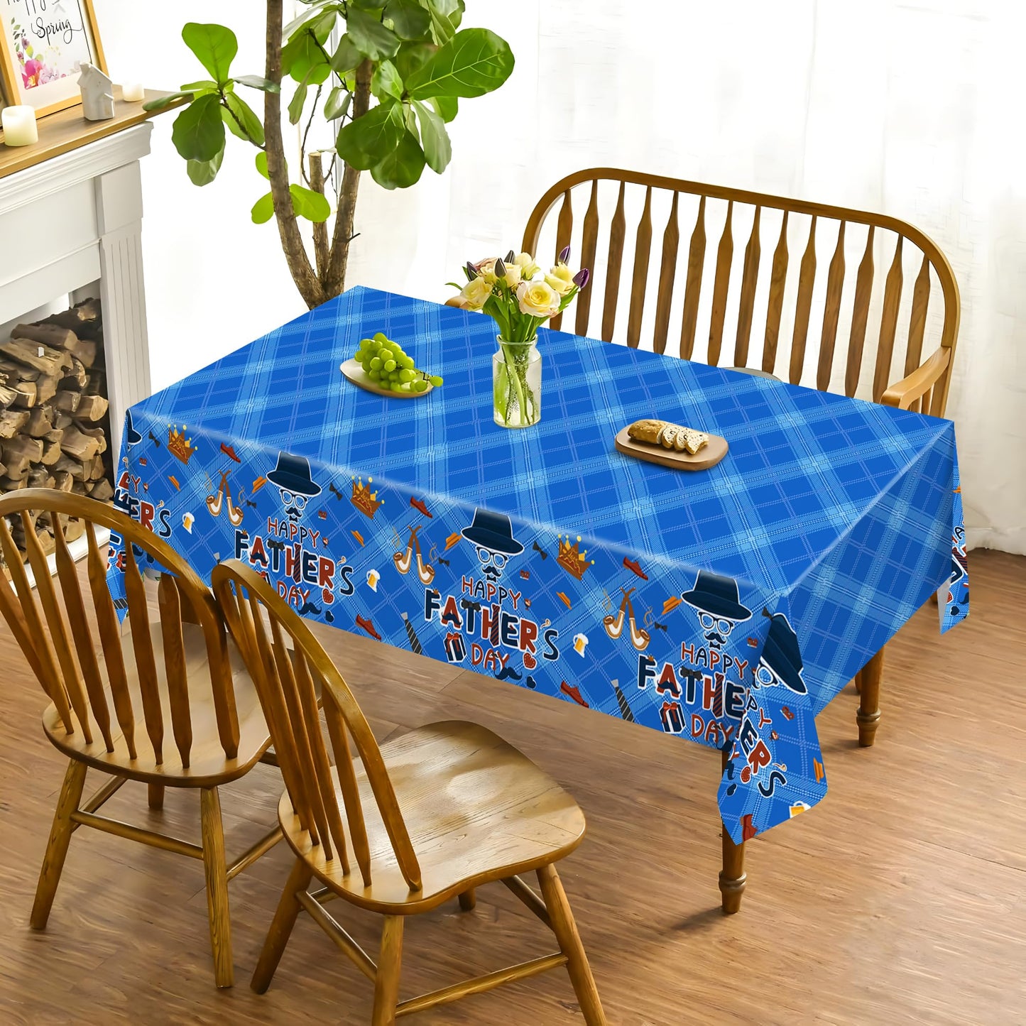 1 Pack American Flag 4th of July Party Plastic Tablecloth 54 x 87 Inch Long Rectangular Table Cover for Buffet,Veterans Day Holiday Dinner,Election Day Picnic or Tablecloth for Kitchen Event WN420