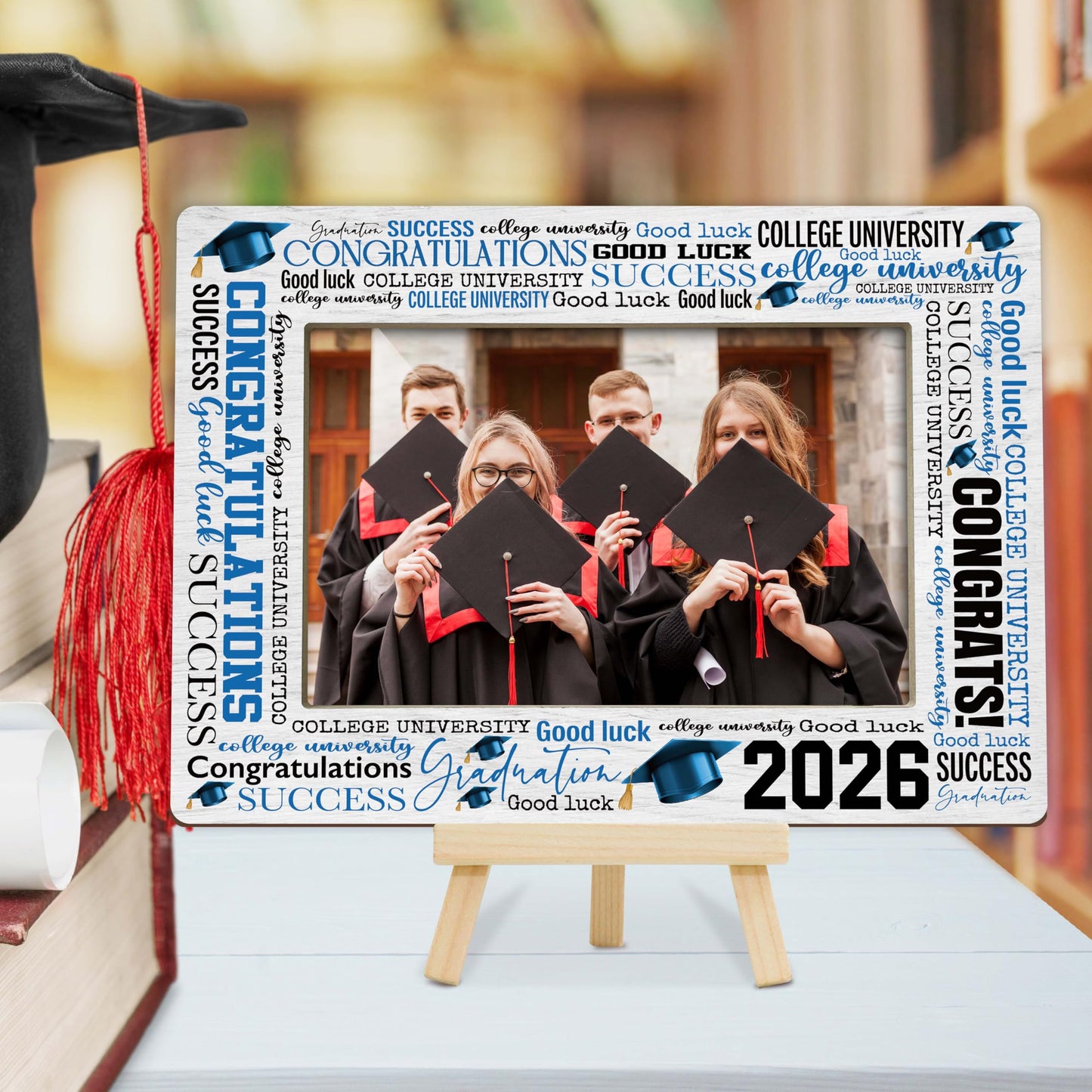 Graduation Picture Frame, 2026 Graduation Frames with Easel, 4x6 Photo Insert for Party Tabletop Display, Congrats Grad Gifts for Her Him High School College - B04 BST220