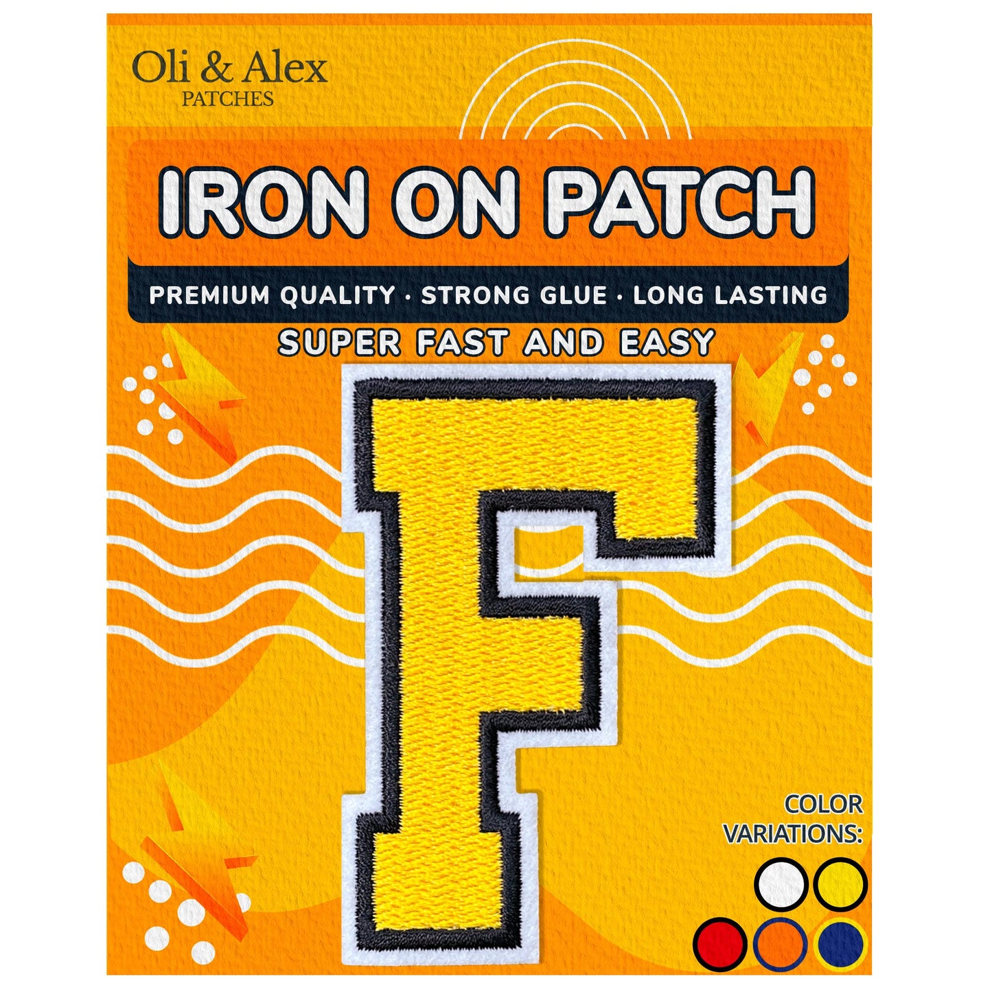 Iron on Letters Patches - Letter Patch for Clothing - Embroidered Patches for Clothes - Embroidery Appliques Team School University - Sew on Appliques 3.26 inch – Yellow, O BST220