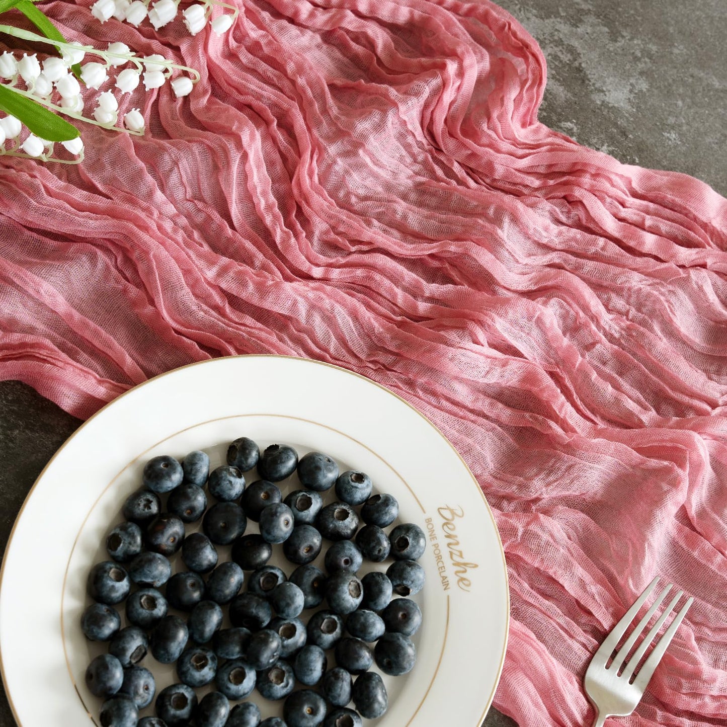 Dusty Blue Cheesecloth Table Runner Fall Autumn Decor 10ft Table Cloth for Wedding Party Baby Bridal Shower Birthday Halloween Thanksgiving Decoration BST326L