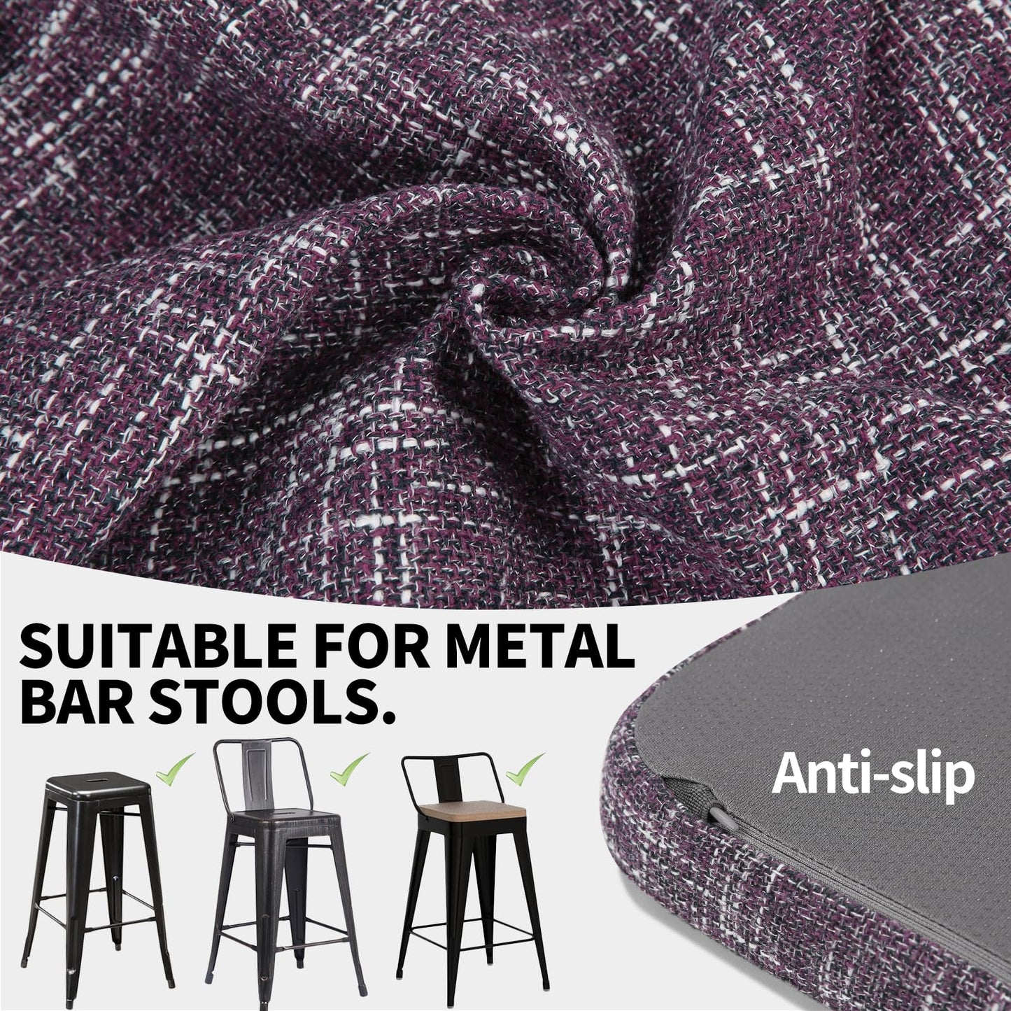 SINOSSO Memory Foam Bar Stool Cushions 4 Pcs, Modern Interwoven Style Magnetic Small Chair Pads Use for Cafe Bistro Stackable Metal Stool (Square, Red, 4) BST220