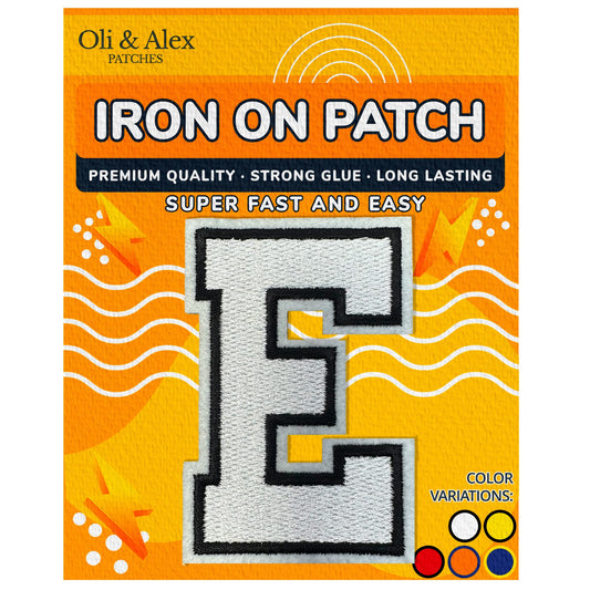 Iron on Letters Patches - Letter Patch for Clothing - Embroidered Patches for Clothes - Embroidery Appliques Team School University - Sew on Appliques 3.26 inch – Yellow, O BST220