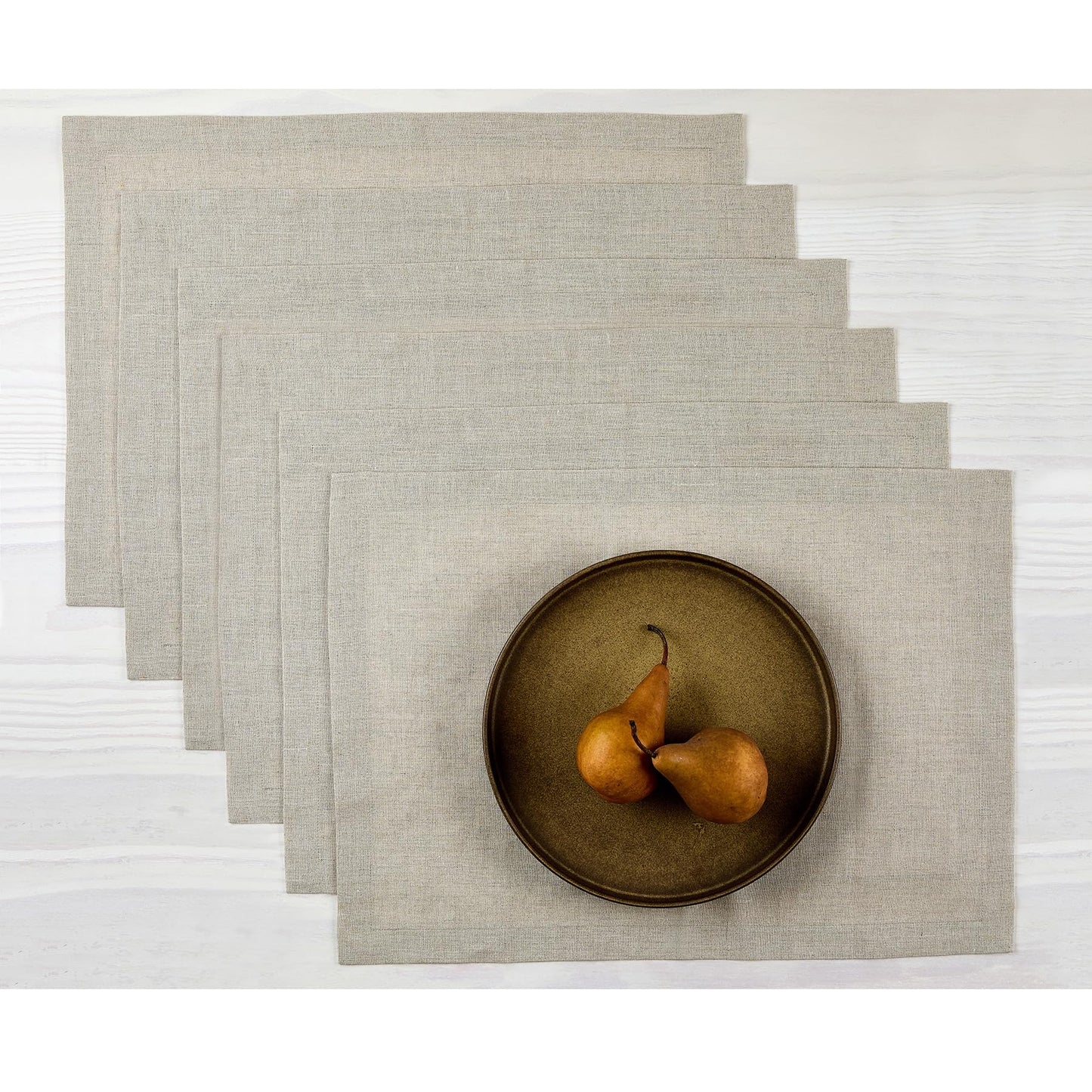 Solino Home 100% Linen Square Placemats White, Fete 14 x 14 in, Set of 4 | Square Table Mats square place settings for daily and festive dining; neatly mitered corners; Pure Linen; OEKO-TEX Certified BST326SOLH