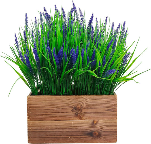 22 Bundles 7 ForK Faux Flowers For Outdoor Planters– Lavender Floral Artificial with Fake Tall Grass, UV Resistant artificial Outdoor Flowers for Garden Porch Window Patio Hanging Planter Home Decor BST326L