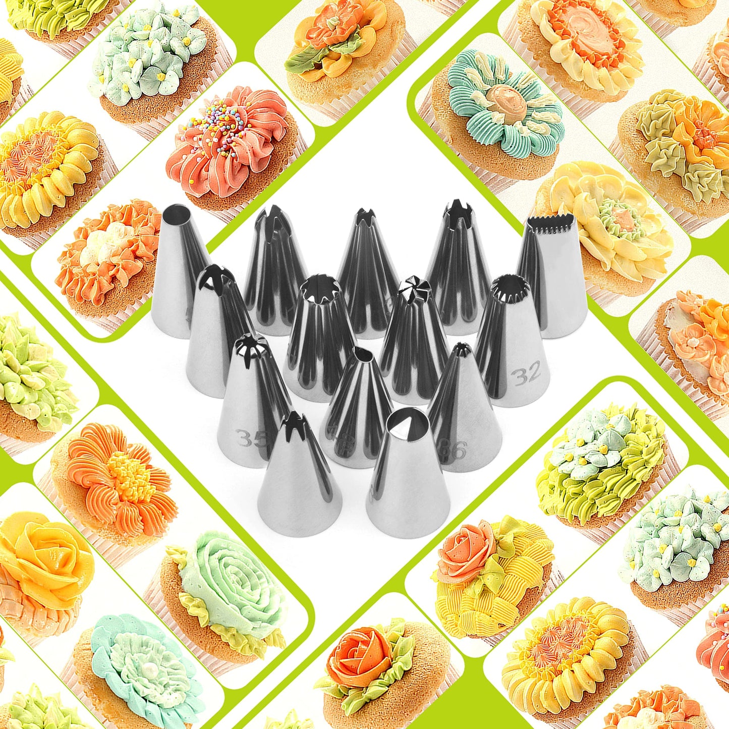FIVETASCake Decorating kit for Beginners-52 Numbered Icing Tips with Pattern Chary RD3