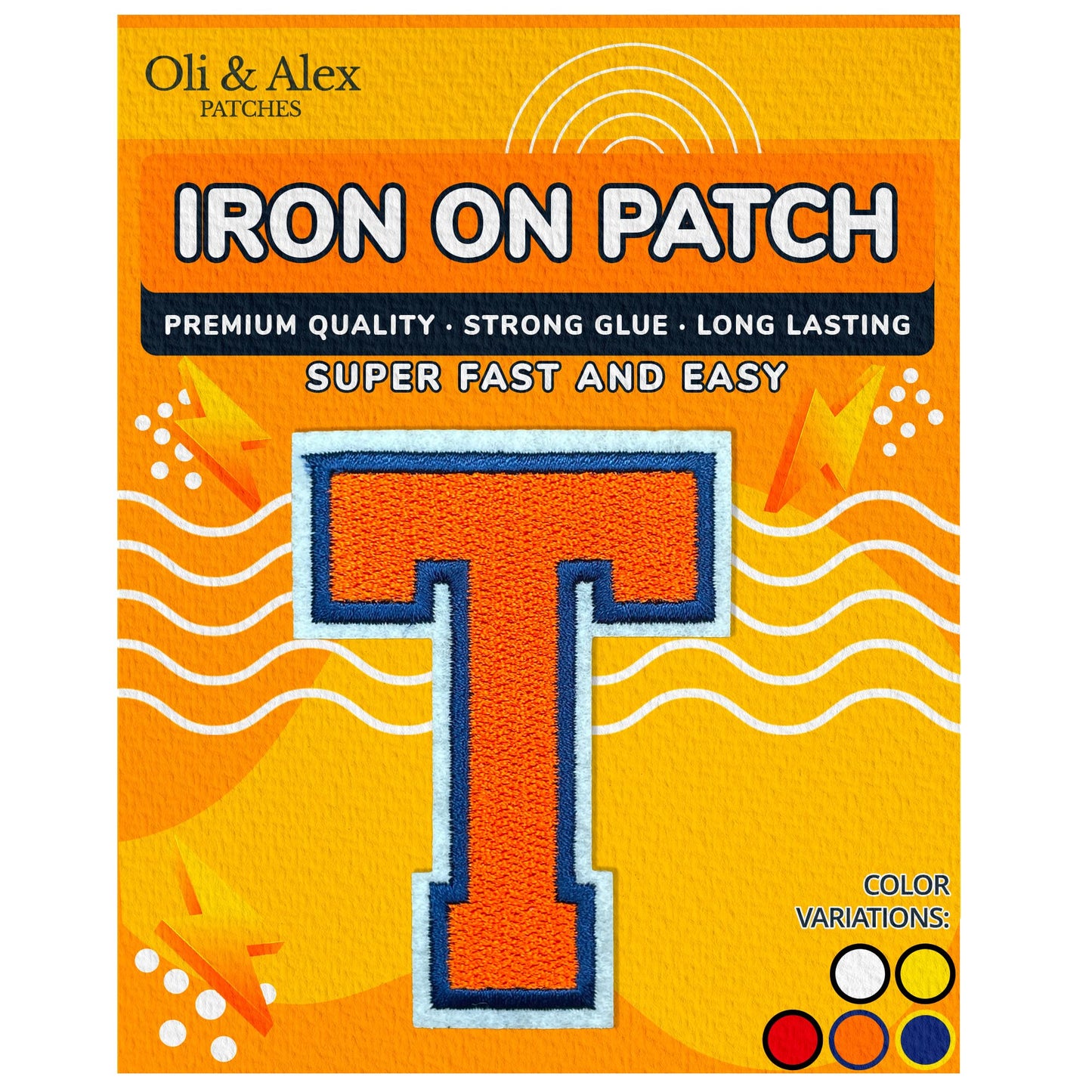 Iron on Letters Patches - Letter Patch for Clothing - Embroidered Patches for Clothes - Embroidery Appliques Team School University - Sew on Appliques 3.26 inch – Yellow, O BST220