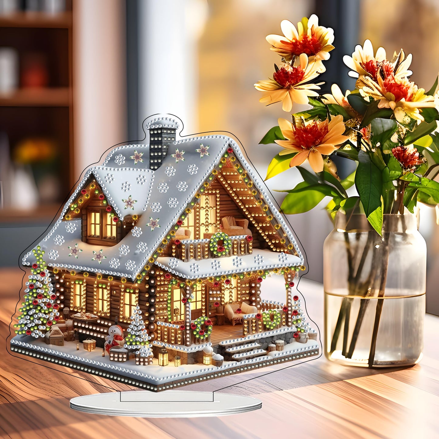 JJFox DIY 5D Tabletop Diamond Art Painting Kit， Desktop Ornament Special Shaped Rhinestone Desk Placement Ornament，Home Office Stand Up Gem Painting Craft Kit，Gift (Father Christmas-2) BST202
