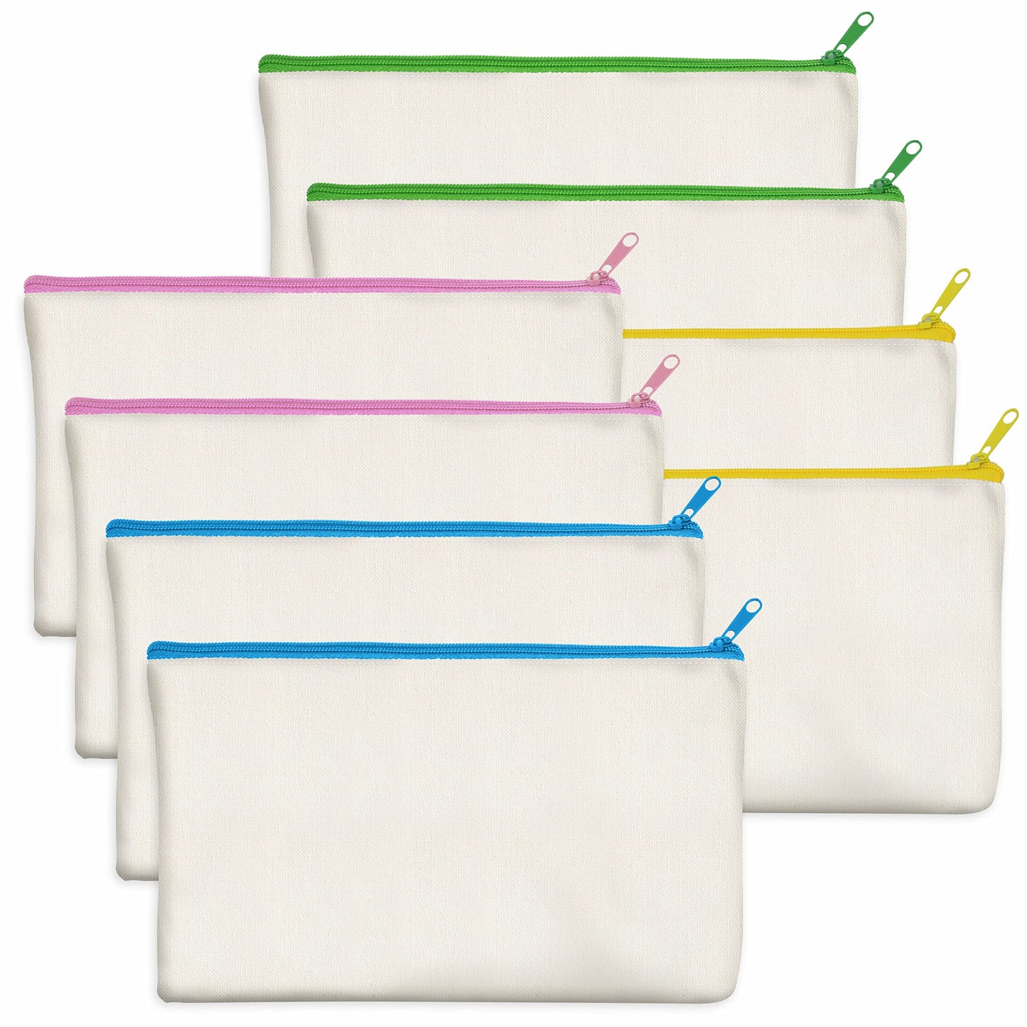 8 Pack Canvas Colorful Zipper Bags, DIY Craft Bags Travel Canvas Makeup Pouches for Cosmetic Toiletry Stationery Storage (Beige, 8.3” x 4.7”) BST220