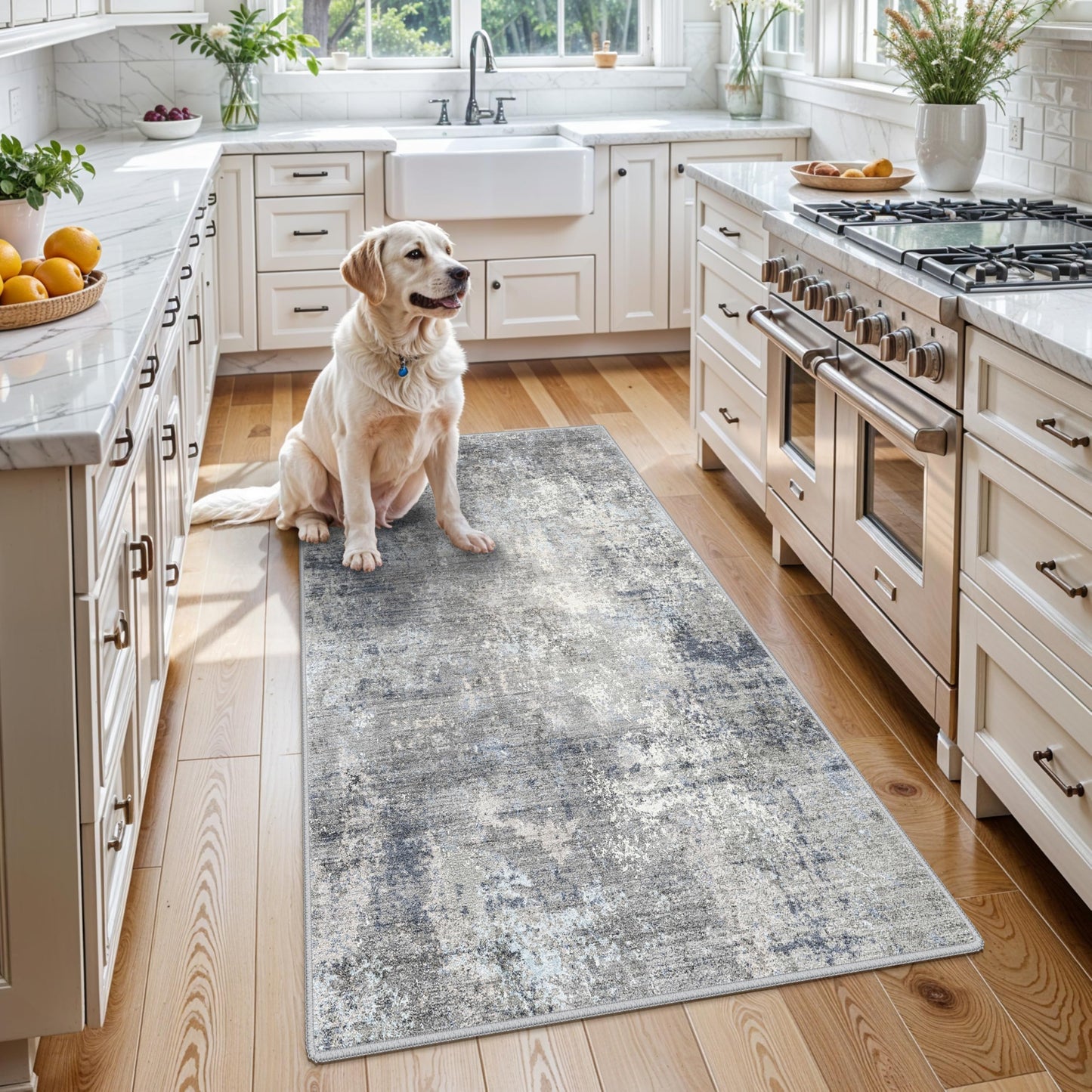2x3 Washable Entryway Rug – Non-Slip Modern Abstract Neutral Small Throw Area Rug for Kitchen, Bedroom – Soft Low Pile Thin Indoor Door Mat（Black Grey,2x3） BST326H