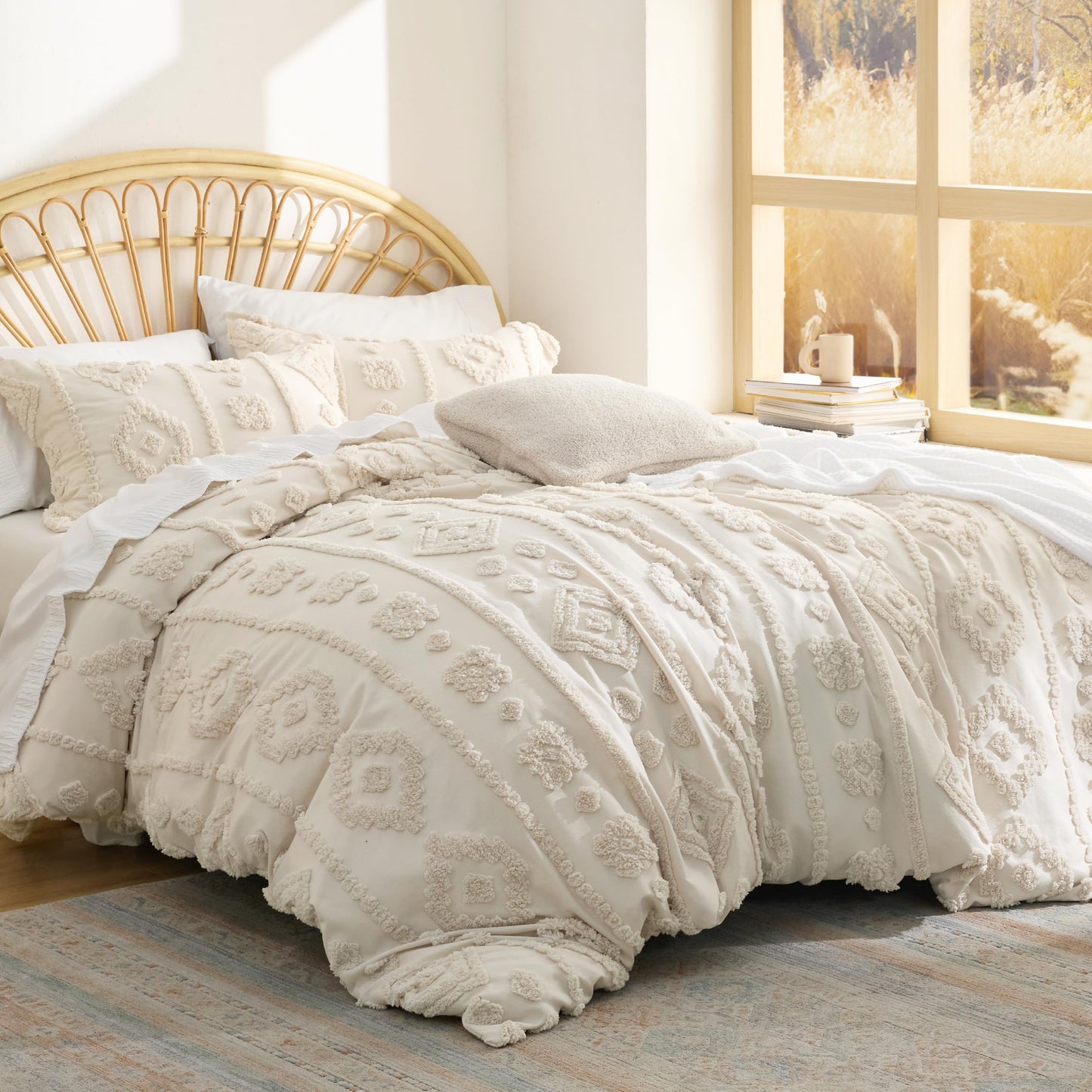 Bedsure Tufted Rose Pink King Comforter Set, GentleSoft™ 3 Pieces Bow Cute Bedding Pink Room Decor, Gifts for Girls Teens Women, All Seasons, 1 Bed Comforter, 2 Pillow Shams, 104x90 Inches DD1210