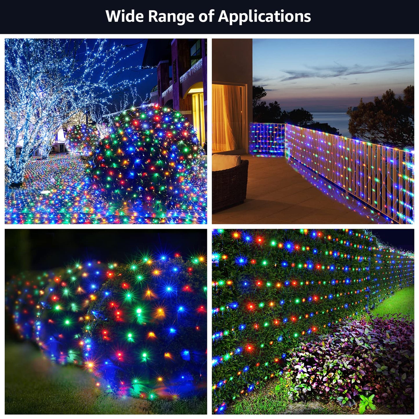 BlcTec Christmas Lights Outdoor 360 LED 9.8ft x 6.6ft Christmas Net Lights with 8 Modes RD12