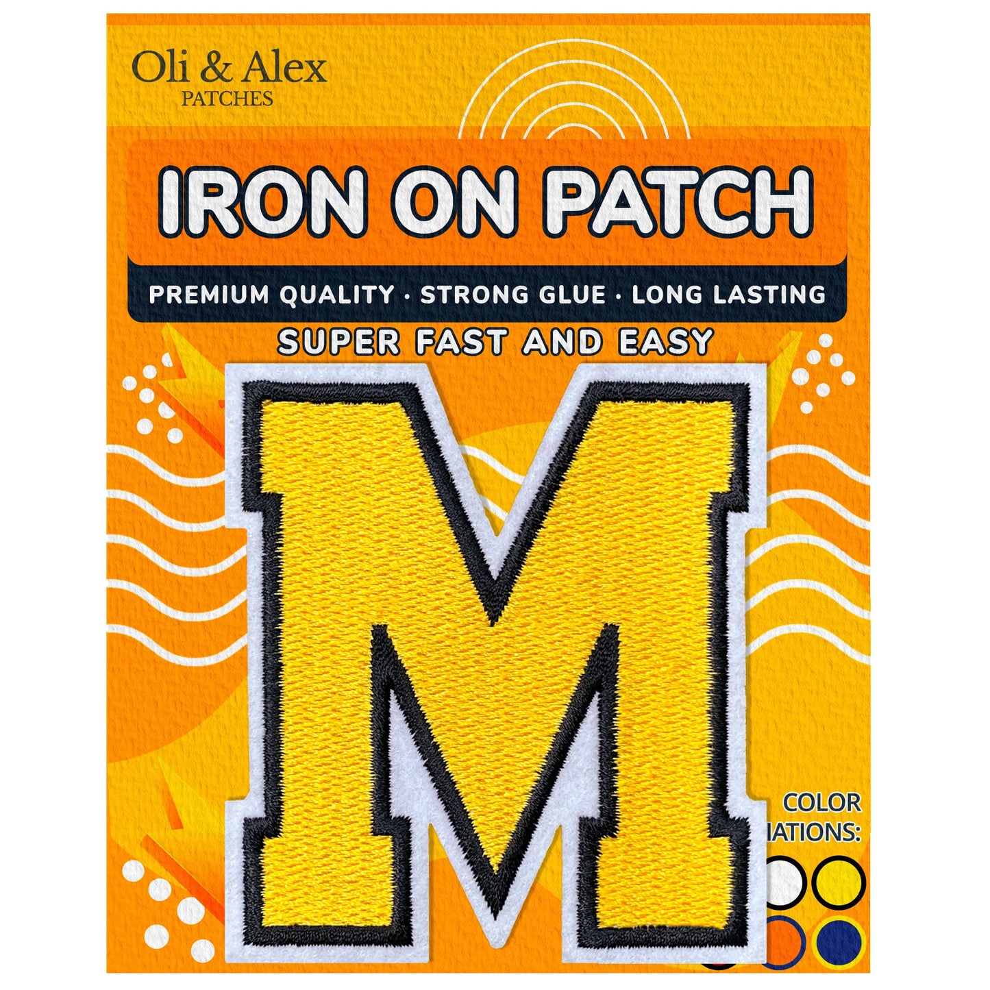 Iron on Letters Patches - Letter Patch for Clothing - Embroidered Patches for Clothes - Embroidery Appliques Team School University - Sew on Appliques 3.26 inch – Yellow, O BST220