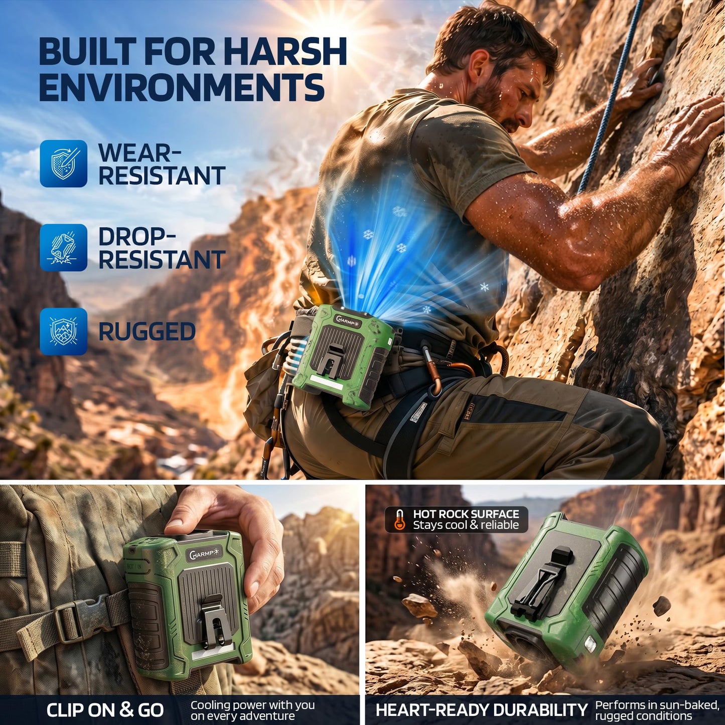 Portable Waist Fan - 6000mAh Battery, 3 Speeds, Strong Airflow, Up to 16 Hours Working Time, Portable Hands-Free Cooling Belt Clip Fan for Construction Workers, Couriers, and Campers BST202