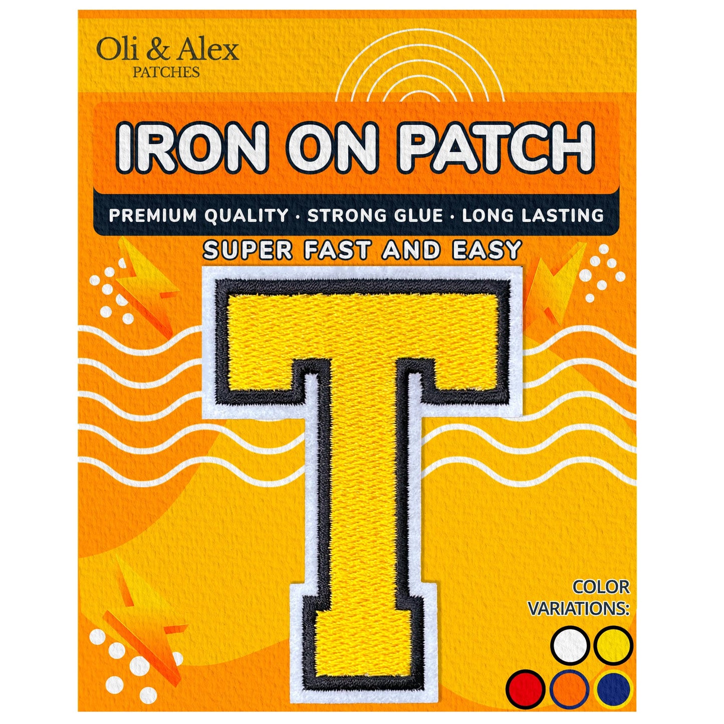 Iron on Letters Patches - Letter Patch for Clothing - Embroidered Patches for Clothes - Embroidery Appliques Team School University - Sew on Appliques 3.26 inch – Yellow, O BST220