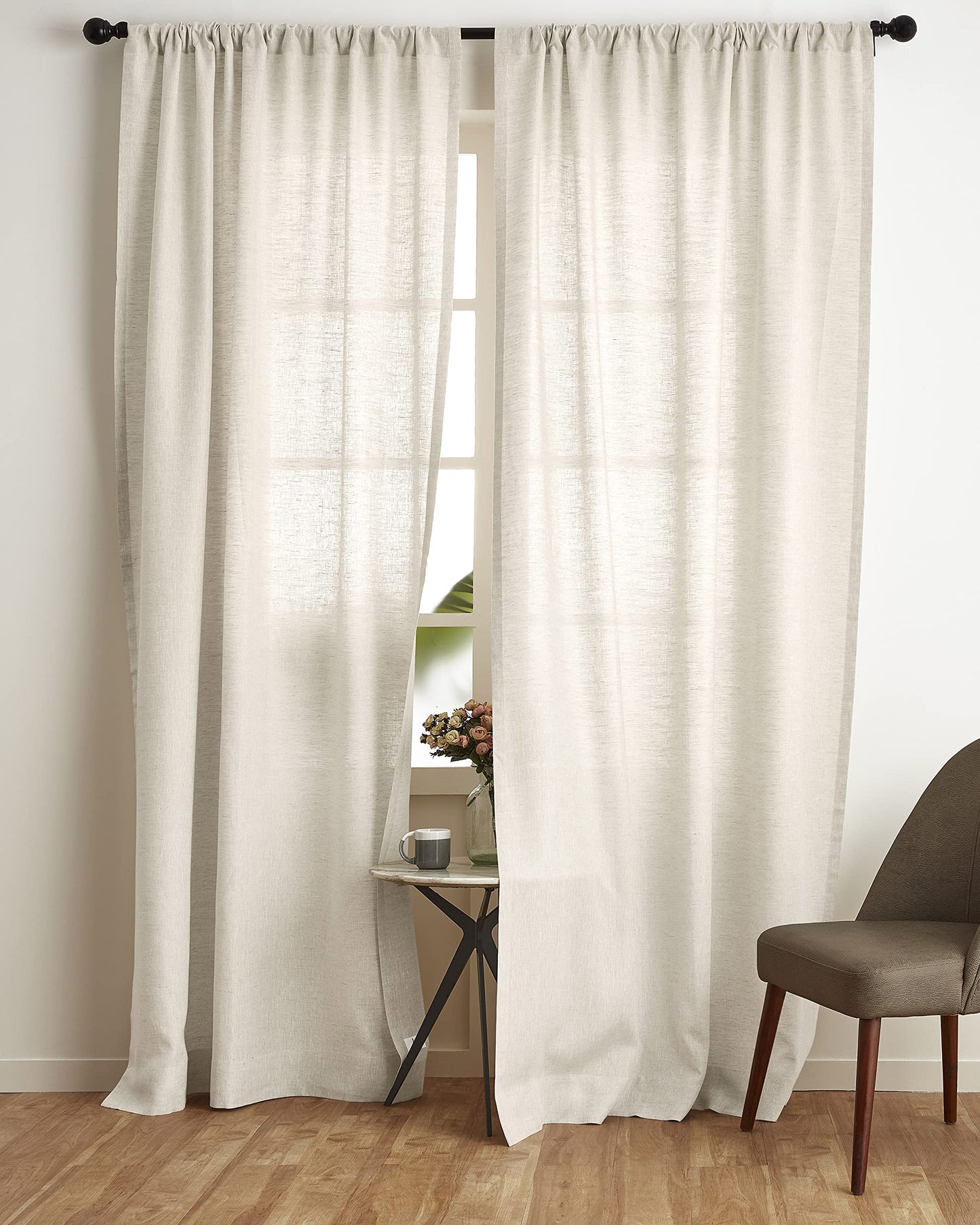 Solino Home 100% Pure Linen Curtain Panel Ivory, Linen Curtain 52 x 54 in | Drapery Panels a light filtering panel for any room, handwoven textured linen, rod pocket top, OEKO-TEX Certified, gift ready BST326SOLH