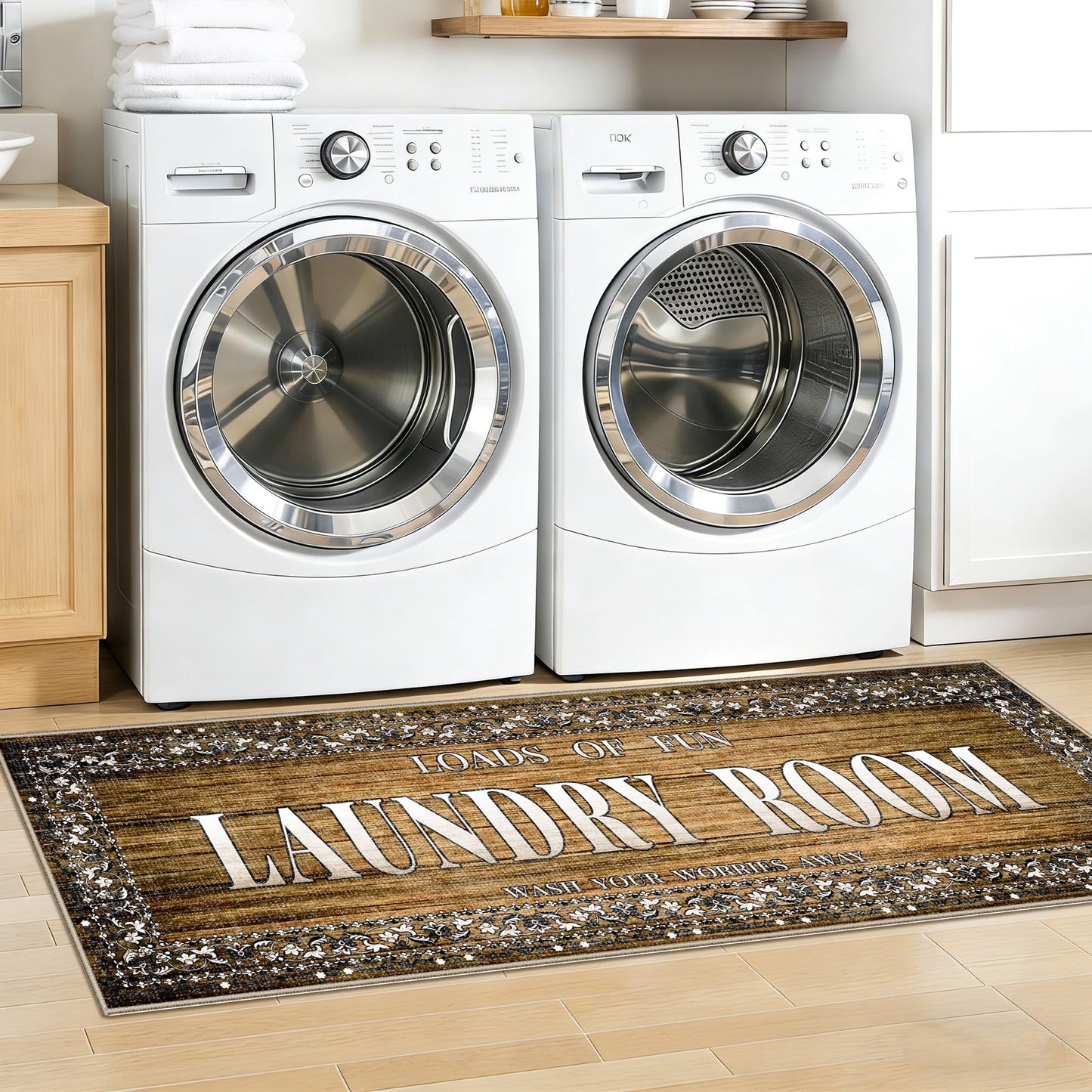 TOPRUUG 2x8 Kitchen Runner Rug: Non-Slip Kitchen Rugs Stain Resistant Kitchen Mats for Floor Low-Pile Carpet for Sink Soft Kitchen Runners Non Skid Washable 8 ft Mat Home Decor 2'x8' Beige BST202