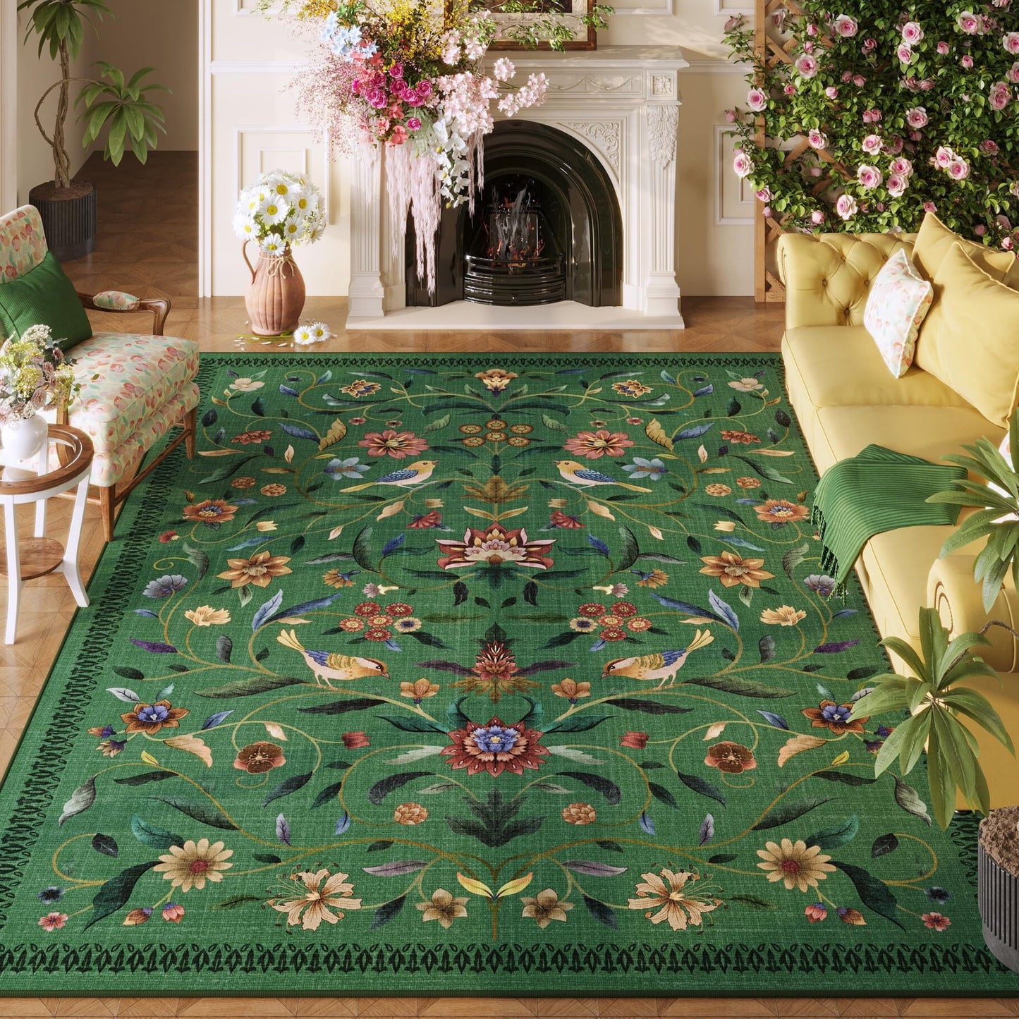 Vintage Medallion Floral Kitchen Runner 2x6, Machine Washable Rug, Soft Low Pile, Non-Slip Carpet for Hallways, Laundry, Bedroom, Bathroom, Entryway | Pink BST220