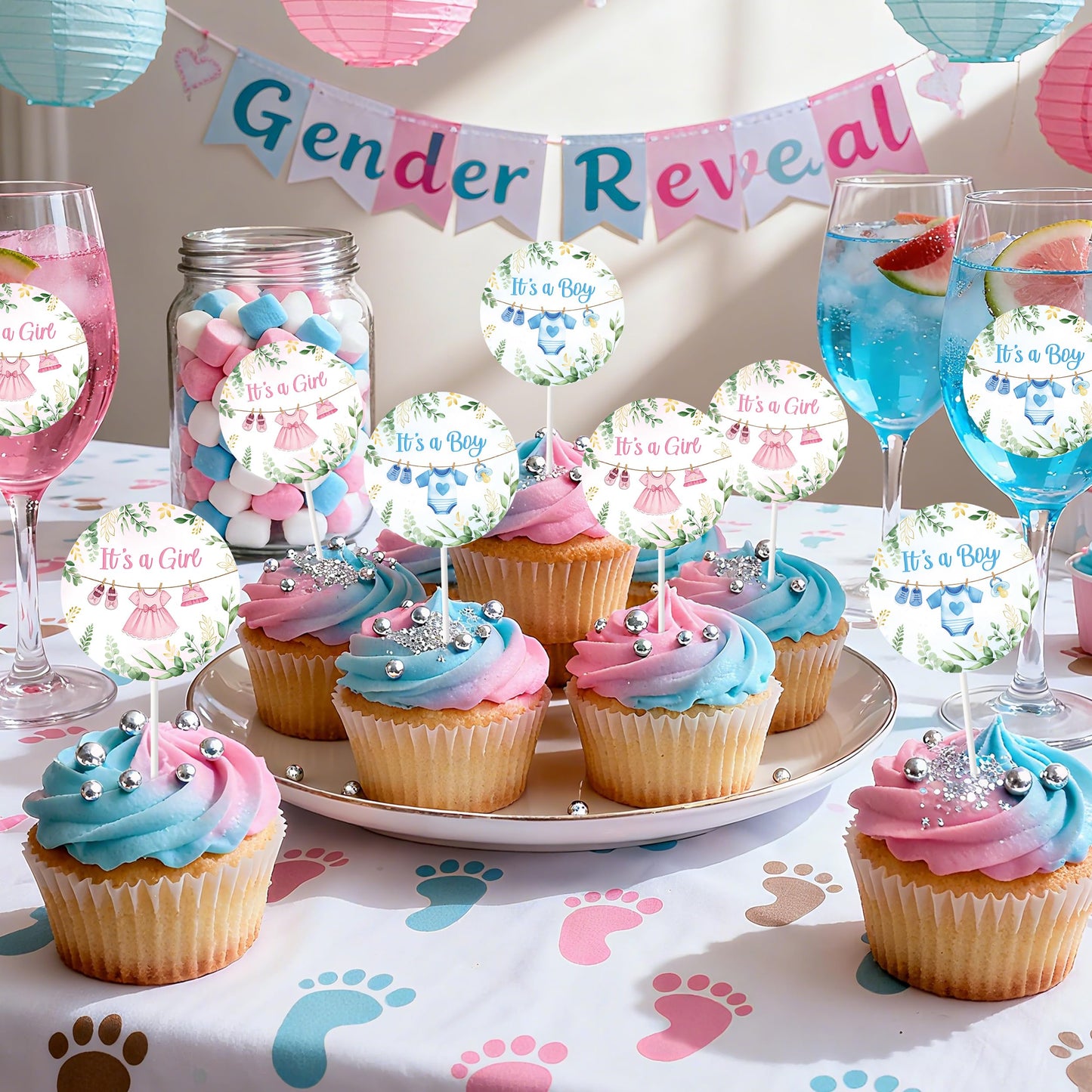 Ice Cream Gender Reveal Stickers - 500Pcs Labels for Baby Shower | 2 Inch, Team Boys or Girls, Pink or Blue Roll Decals, What's the Scoop Gender Reveal Party Decor Voting Game Idea Goodie Bags BST202