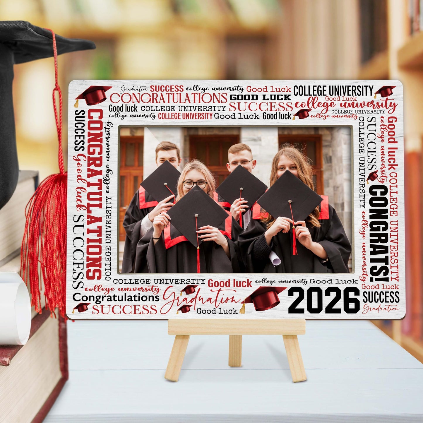 Graduation Picture Frame, 2026 Graduation Frames with Easel, 4x6 Photo Insert for Party Tabletop Display, Congrats Grad Gifts for Her Him High School College - B04 BST220