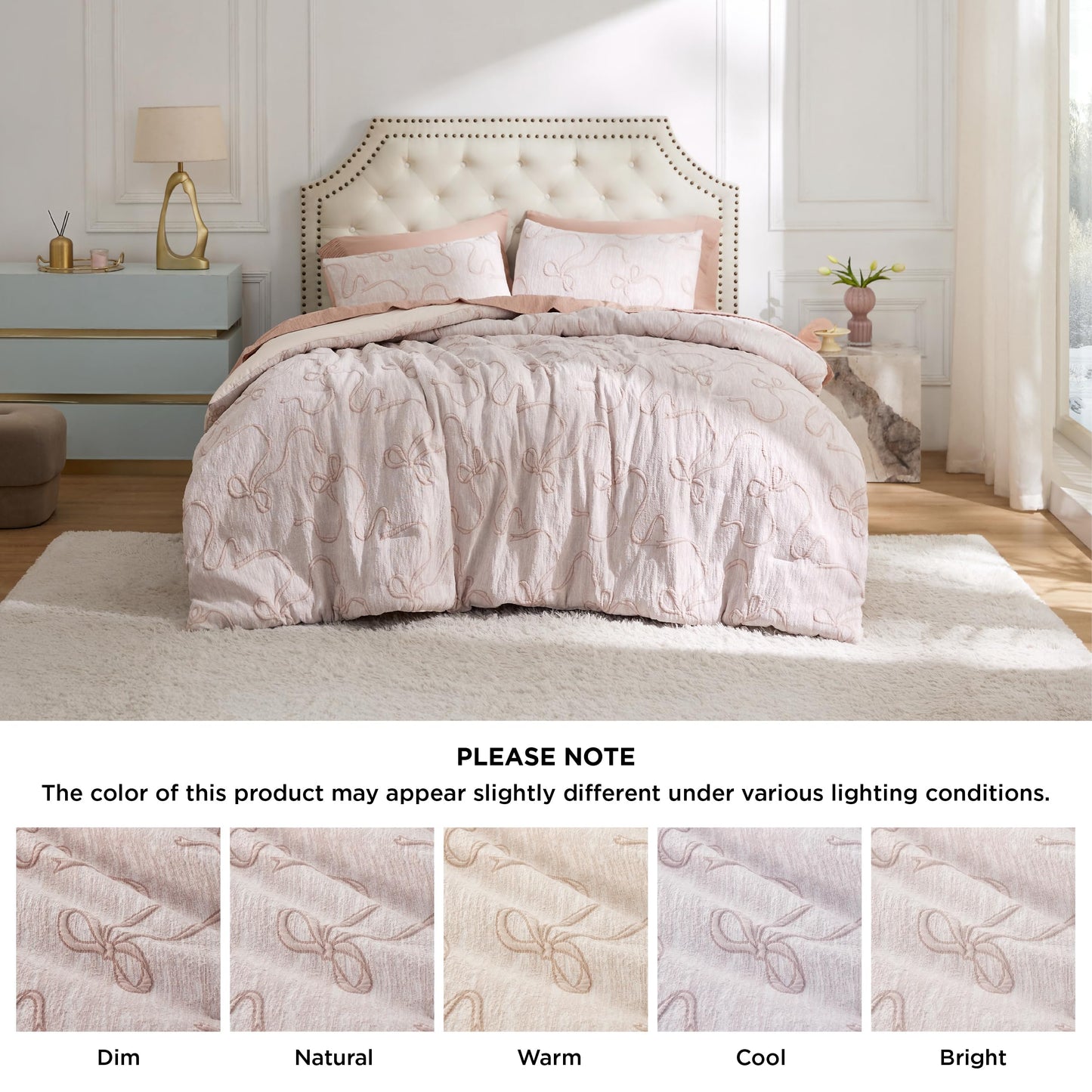 Bedsure Tufted Rose Pink King Comforter Set, GentleSoft™ 3 Pieces Bow Cute Bedding Pink Room Decor, Gifts for Girls Teens Women, All Seasons, 1 Bed Comforter, 2 Pillow Shams, 104x90 Inches DD1210
