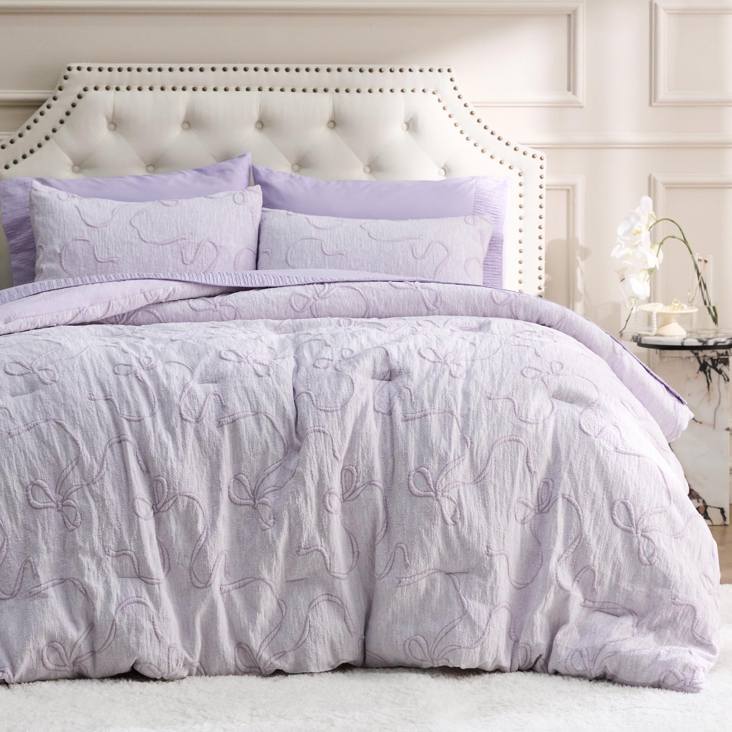 Bedsure Tufted Rose Pink King Comforter Set, GentleSoft™ 3 Pieces Bow Cute Bedding Pink Room Decor, Gifts for Girls Teens Women, All Seasons, 1 Bed Comforter, 2 Pillow Shams, 104x90 Inches DD1210