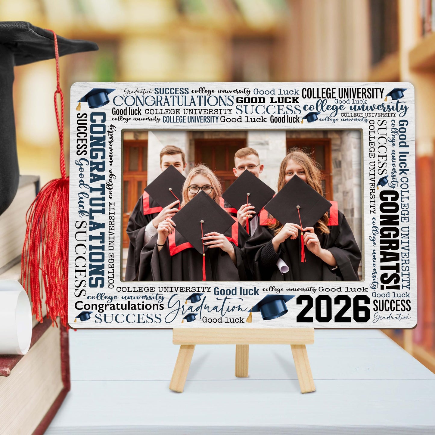 Graduation Picture Frame, 2026 Graduation Frames with Easel, 4x6 Photo Insert for Party Tabletop Display, Congrats Grad Gifts for Her Him High School College - B04 BST220