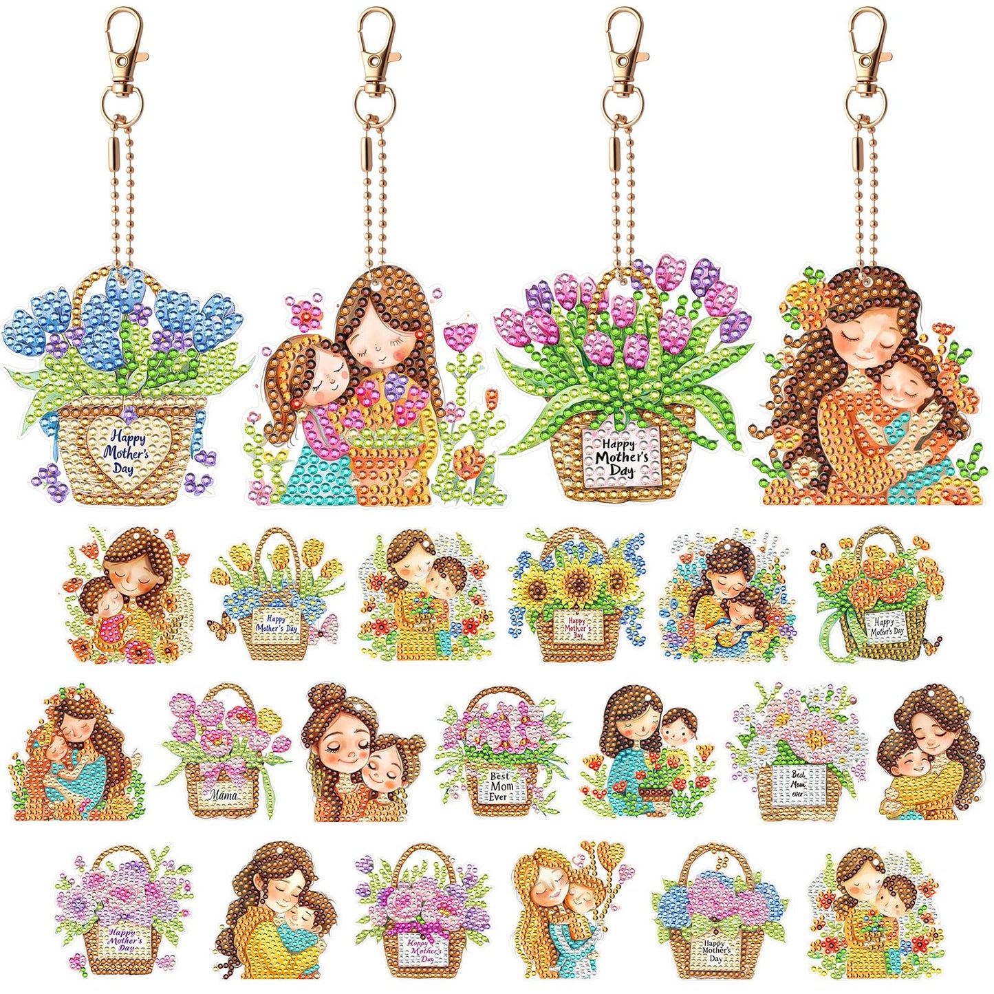 Huquary 24 Sets Cinco De Mayo Diamond Arts Keychains Mexican Fiesta Diamond Art Ornaments 5D DIY Crystal Rhinestone Crafts Kits Sombrero Taco Cactus Craft for Cinco De Mayo Mexican Holiday Gifts WN420