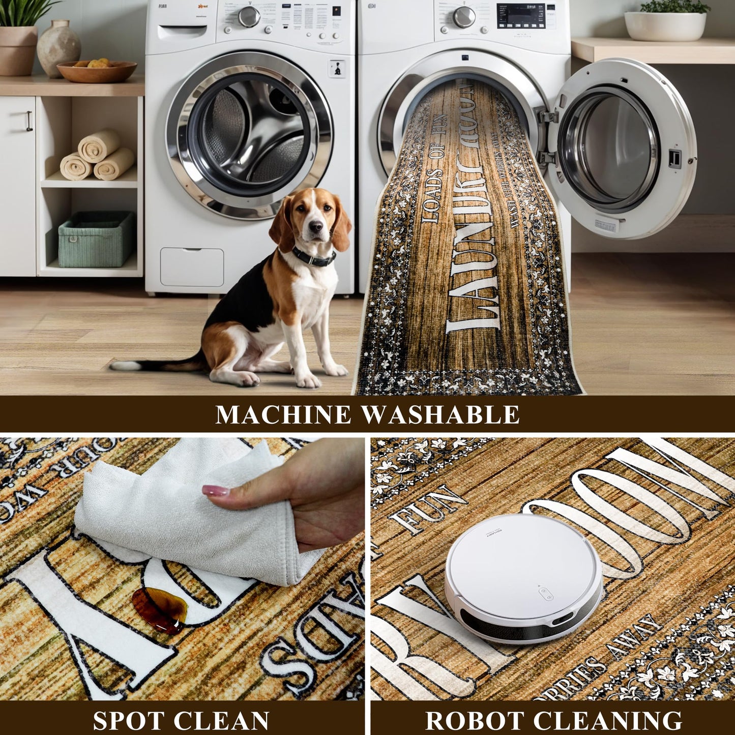 TOPRUUG 2x8 Kitchen Runner Rug: Non-Slip Kitchen Rugs Stain Resistant Kitchen Mats for Floor Low-Pile Carpet for Sink Soft Kitchen Runners Non Skid Washable 8 ft Mat Home Decor 2'x8' Beige BST202
