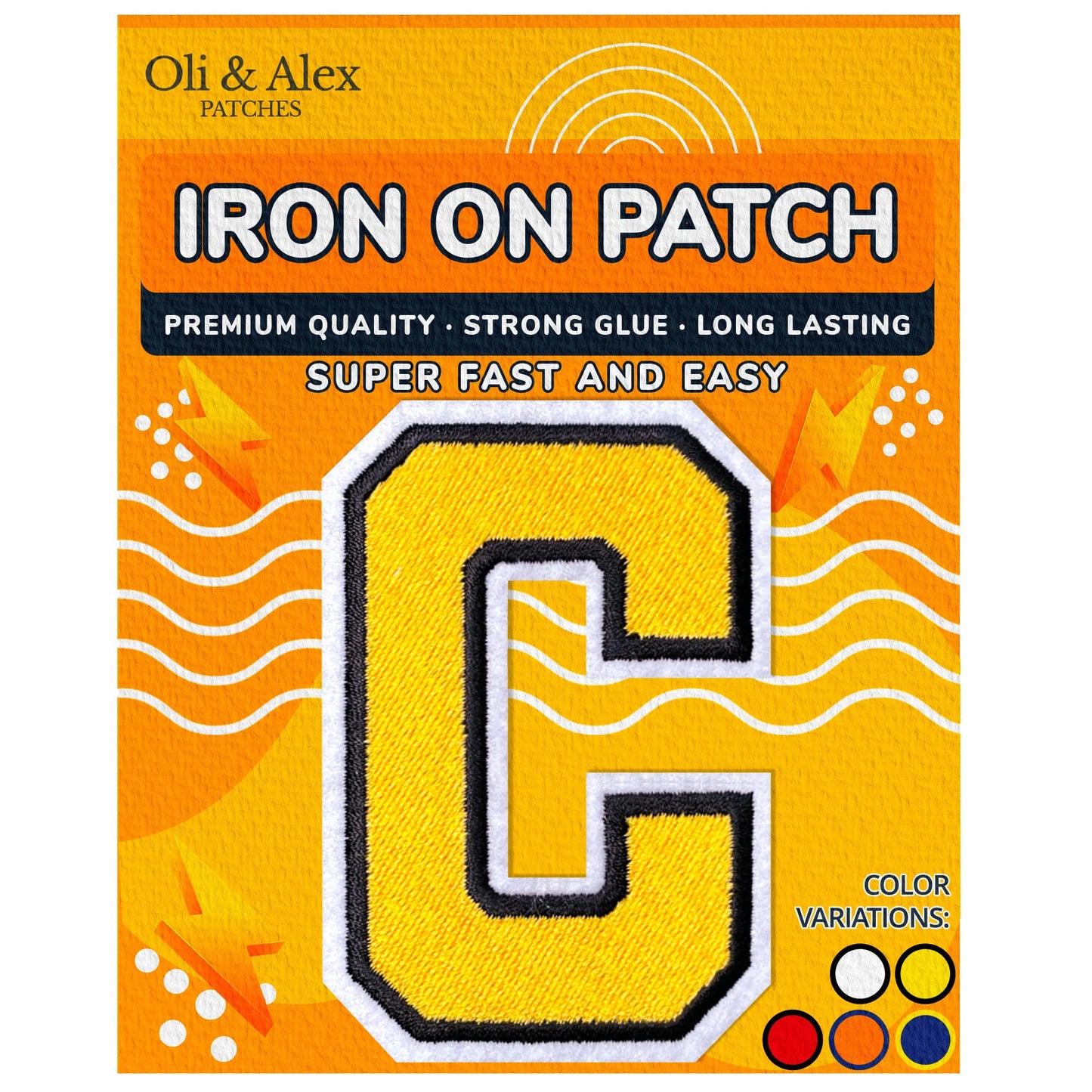 Iron on Letters Patches - Letter Patch for Clothing - Embroidered Patches for Clothes - Embroidery Appliques Team School University - Sew on Appliques 3.26 inch – Yellow, O BST220