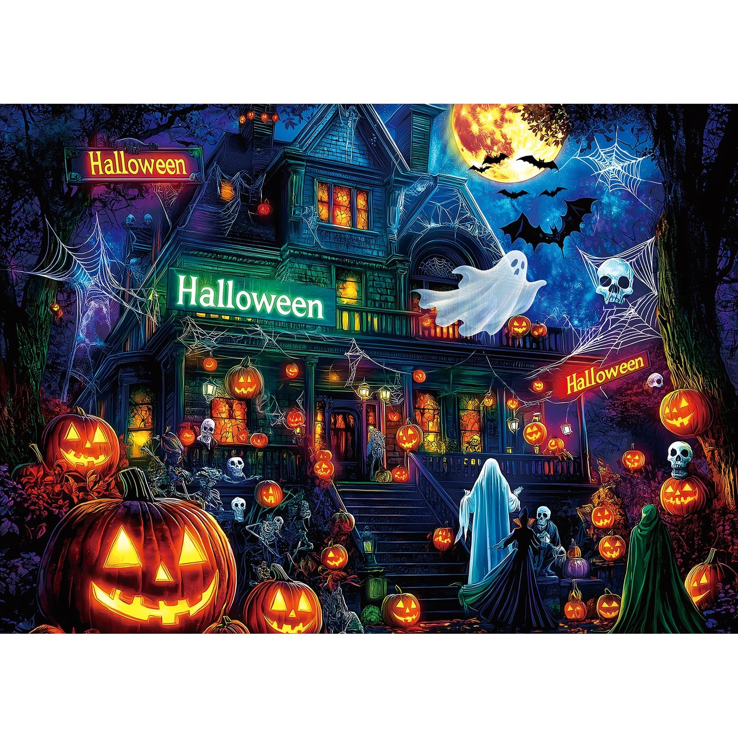 Halloween Puzzle 1000 Pieces for Adults Spooky Scarecrow Farm | Jigsaw Puzzles 1000 Pieces Autumn Horror Spooky with Pumpkin & Ghost Truck for Party Game Night, Dust-Free, 27.5"x19.7" WN420