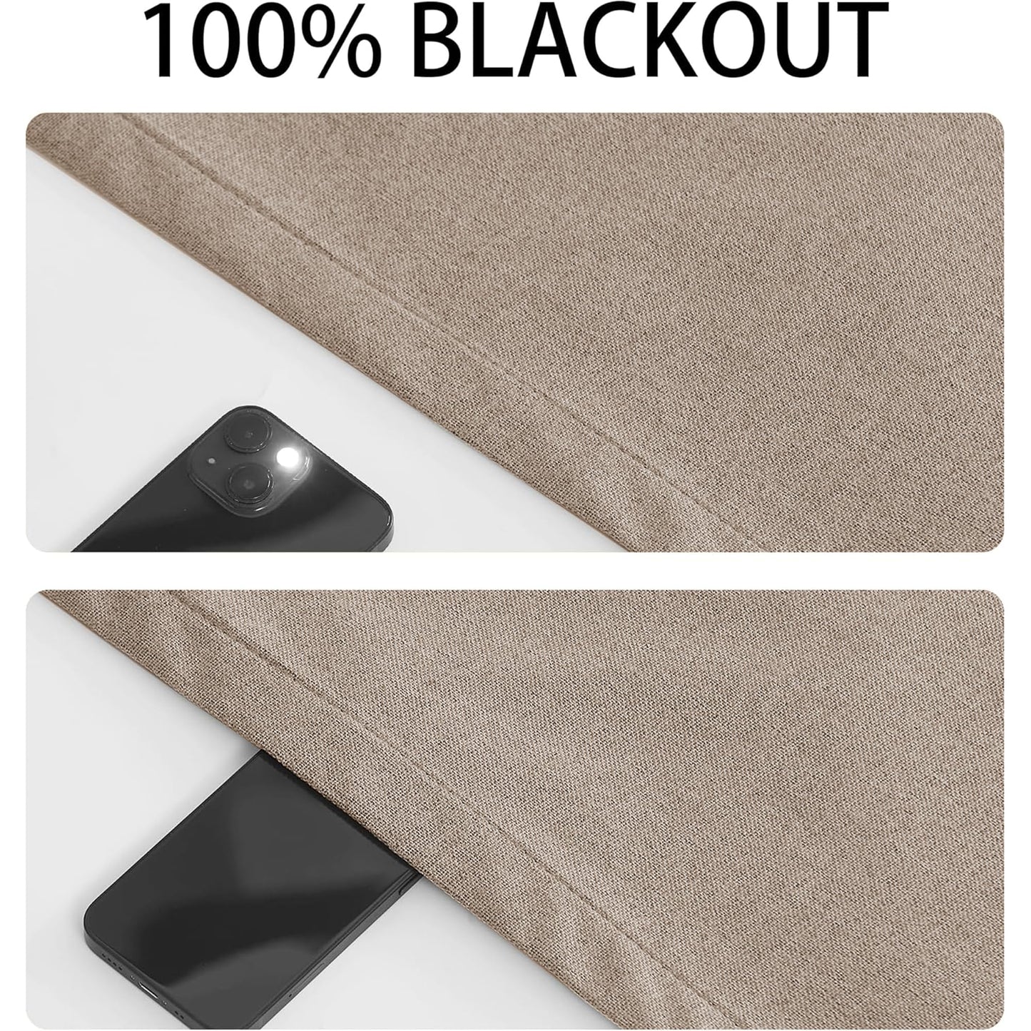 RYB HOME Grey Classroom Door Linen Curtain for Small Window, 100% Blackout Shades Lightweight for French Door Window, W 8 x L 36 Room Darkening Privacy Curtains Tie up Shade, 1 Panel BST220