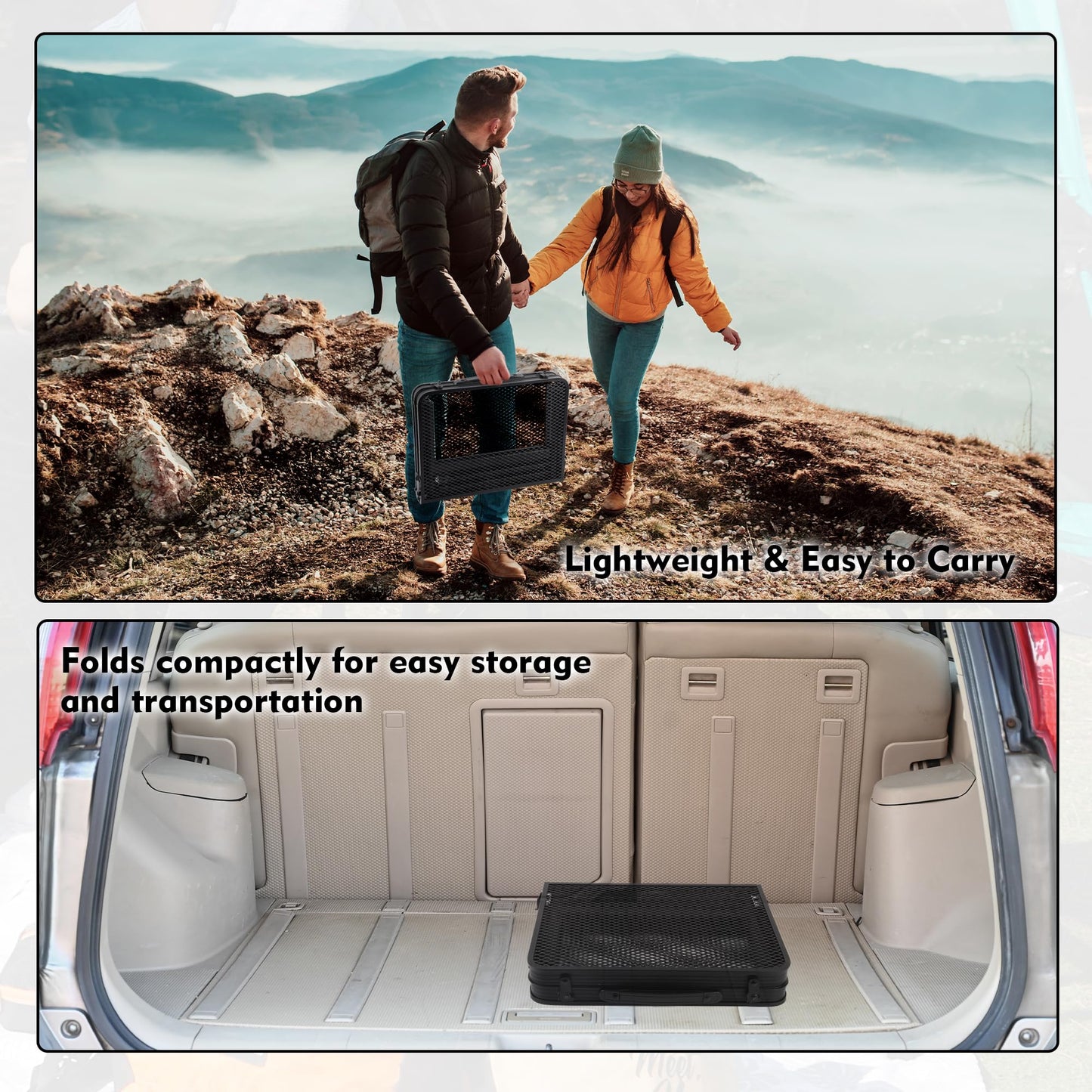 GREGIN Camping Table with Mesh Desktop, Lightweight & Portable Folding Grill Table N27