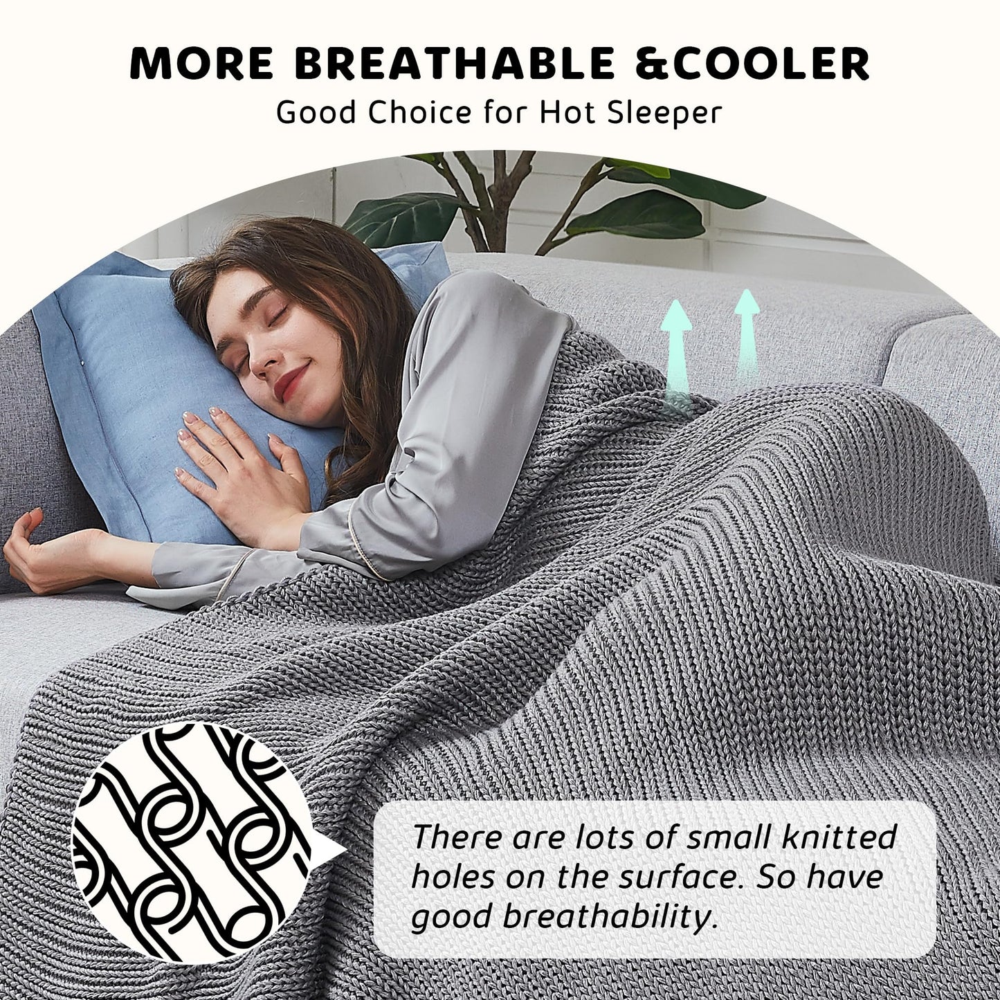 L'AGRATY Knitted Weighted Blanket - 48"x72" 12lbs Cooling Chunky Knit Heavy Blanket for Adults Braided Crochet Throw Thick Cable Yarn Knit Decorative No Beads Evenly Weighted Machine Washable | No Beads Evenly Weighted Machine Washable Chunky Braided Croc