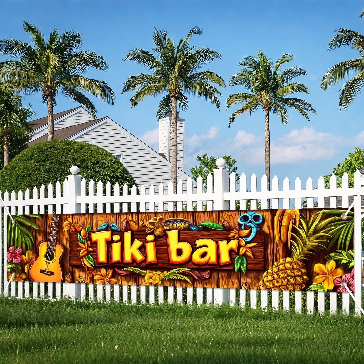 BlissYard Hello Summer Banner 118 x 20 Inch Pool Party Decorations Beach Surfboard Watermelon Tropical Fence Sign Hawaiian Luau Outdoor Backyard Wall Decor BST220