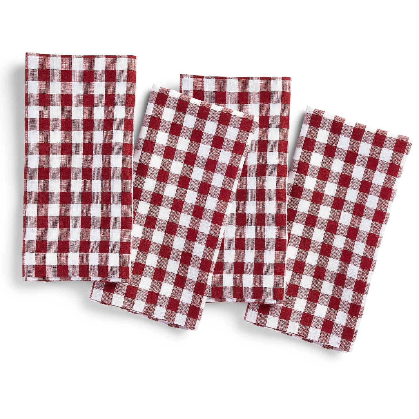 Solino Home 100% Linen Napkins Hydrangea Blue Check, 20 x 20 in, Set of 4 | Gingham Check Cloth Napkins for everyday meals, hosting and gifting; gingham checkered weave; Pure Linen; OEKO-TEX Certified BST326SOLH