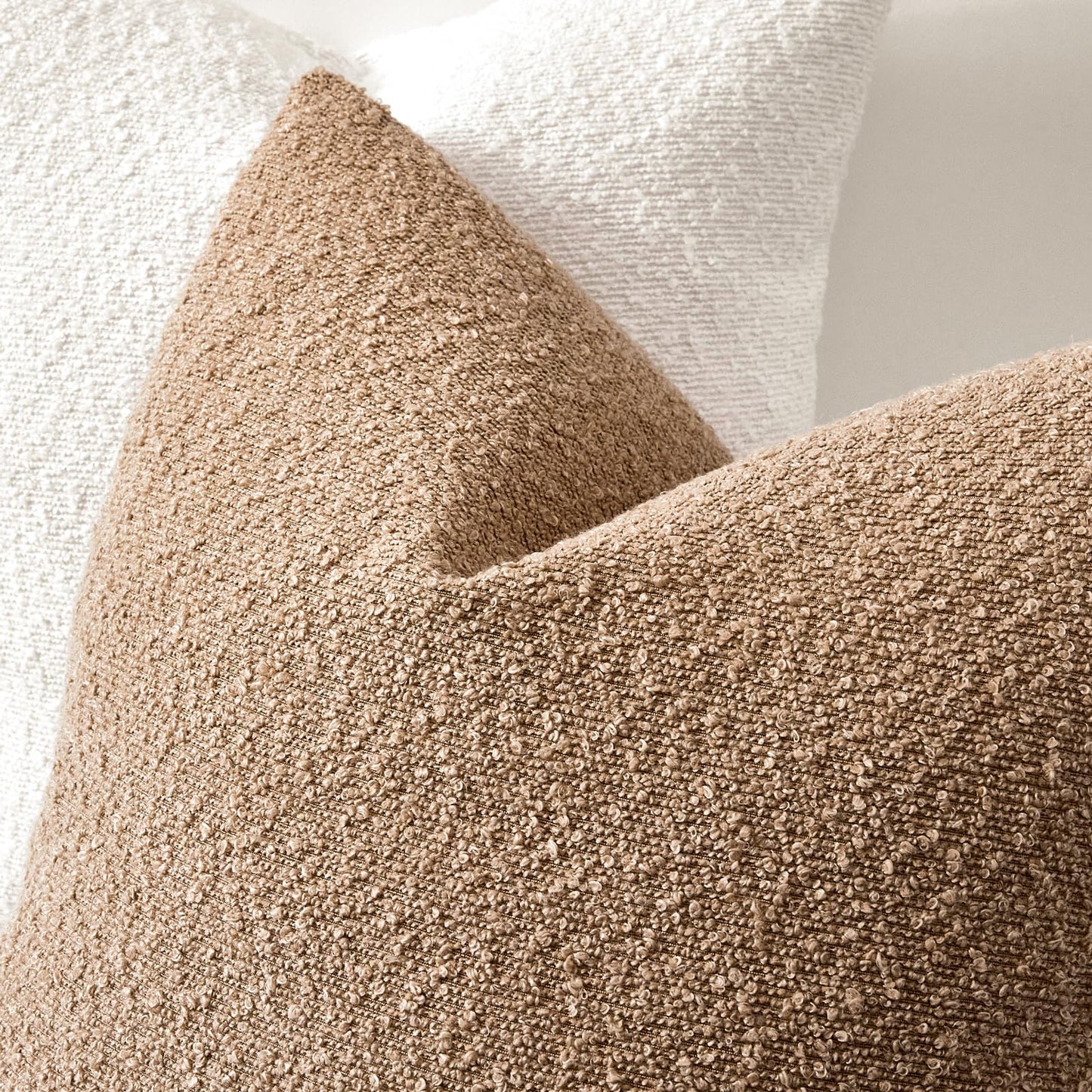18x18 Boucle Throw Pillow Covers, Set of 2, Camel BST202