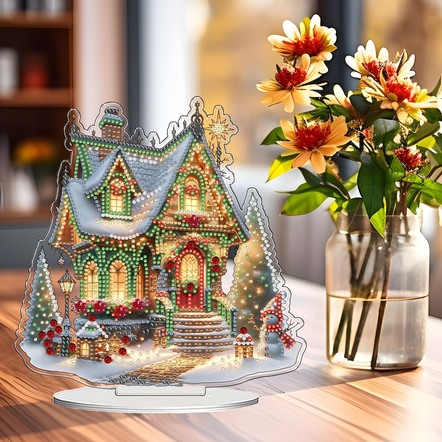 JJFox DIY 5D Tabletop Diamond Art Painting Kit， Desktop Ornament Special Shaped Rhinestone Desk Placement Ornament，Home Office Stand Up Gem Painting Craft Kit，Gift (Father Christmas-2) BST202