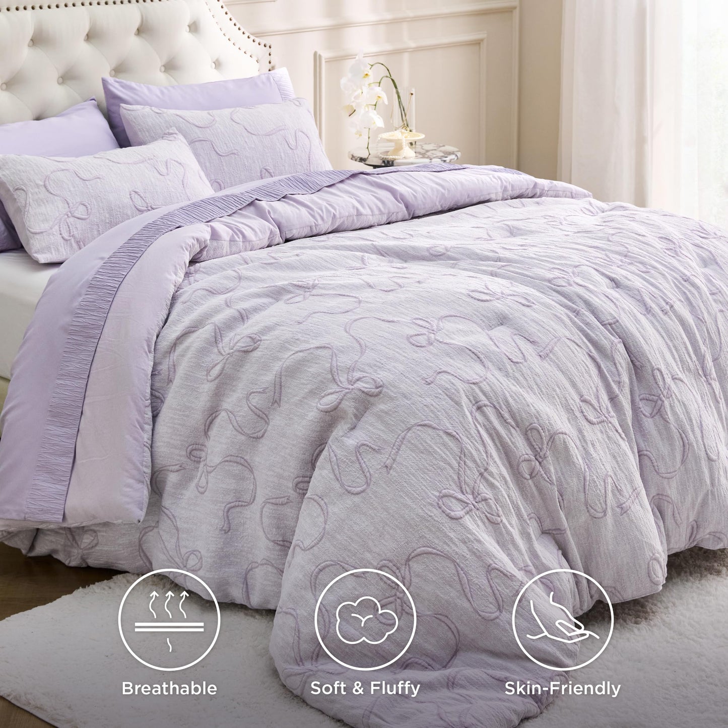 Bedsure Tufted Rose Pink King Comforter Set, GentleSoft™ 3 Pieces Bow Cute Bedding Pink Room Decor, Gifts for Girls Teens Women, All Seasons, 1 Bed Comforter, 2 Pillow Shams, 104x90 Inches DD1210